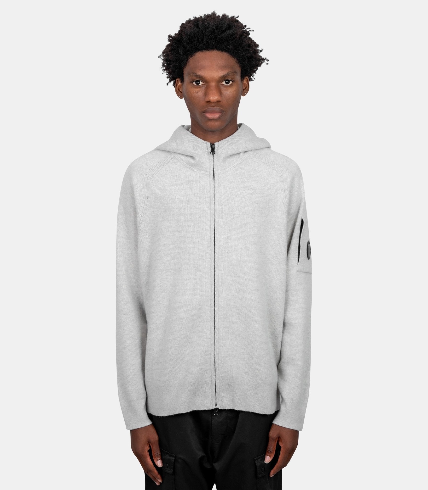 Hoodie zippé grs lambswool-21CMKN097A-110149A-M13-S-C.p. company