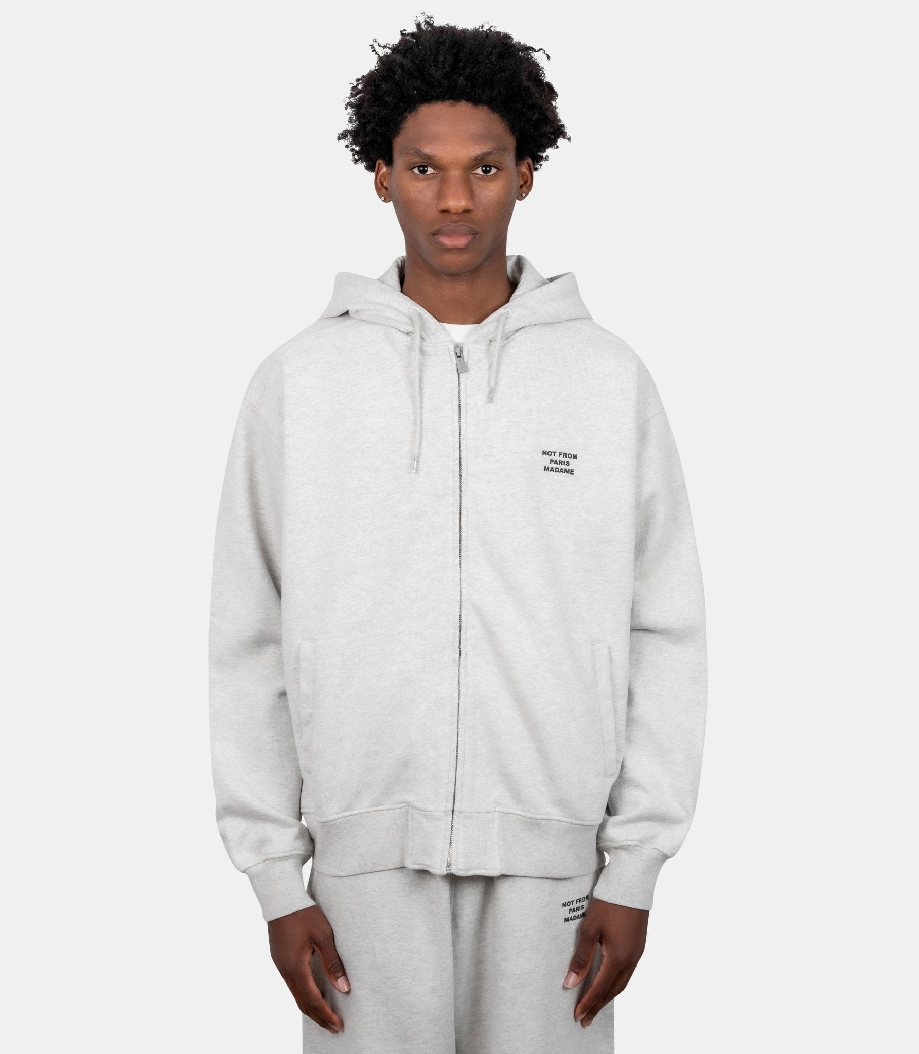 Hoodie zippé slogan-PERM-HO207-CO312-GY-XS-Drôle de monsieur