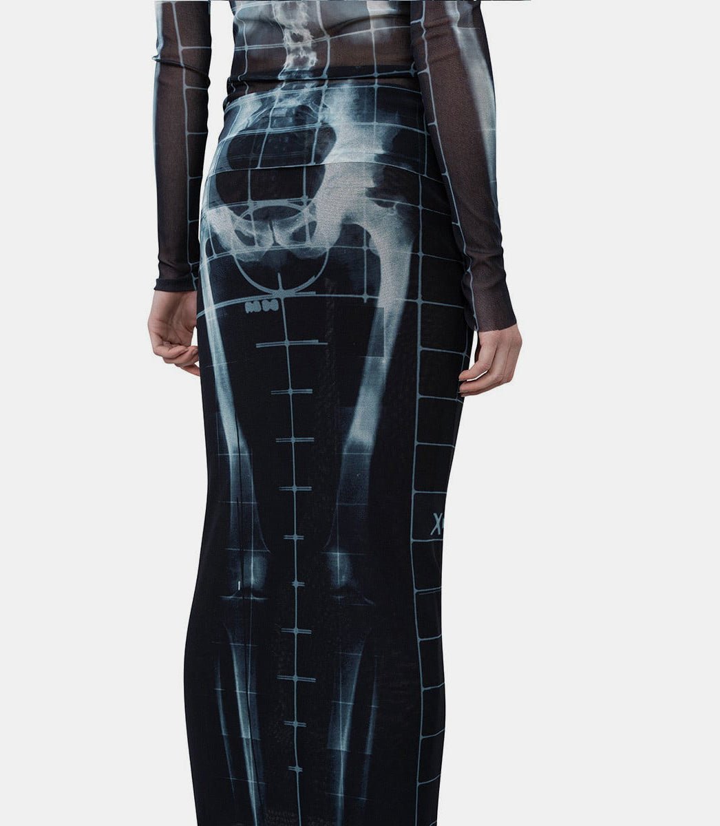 Jupe longue mesh print "squeletor"25/33 - F - JU144 - T580 - 005956 - XSJean paul gaultier
