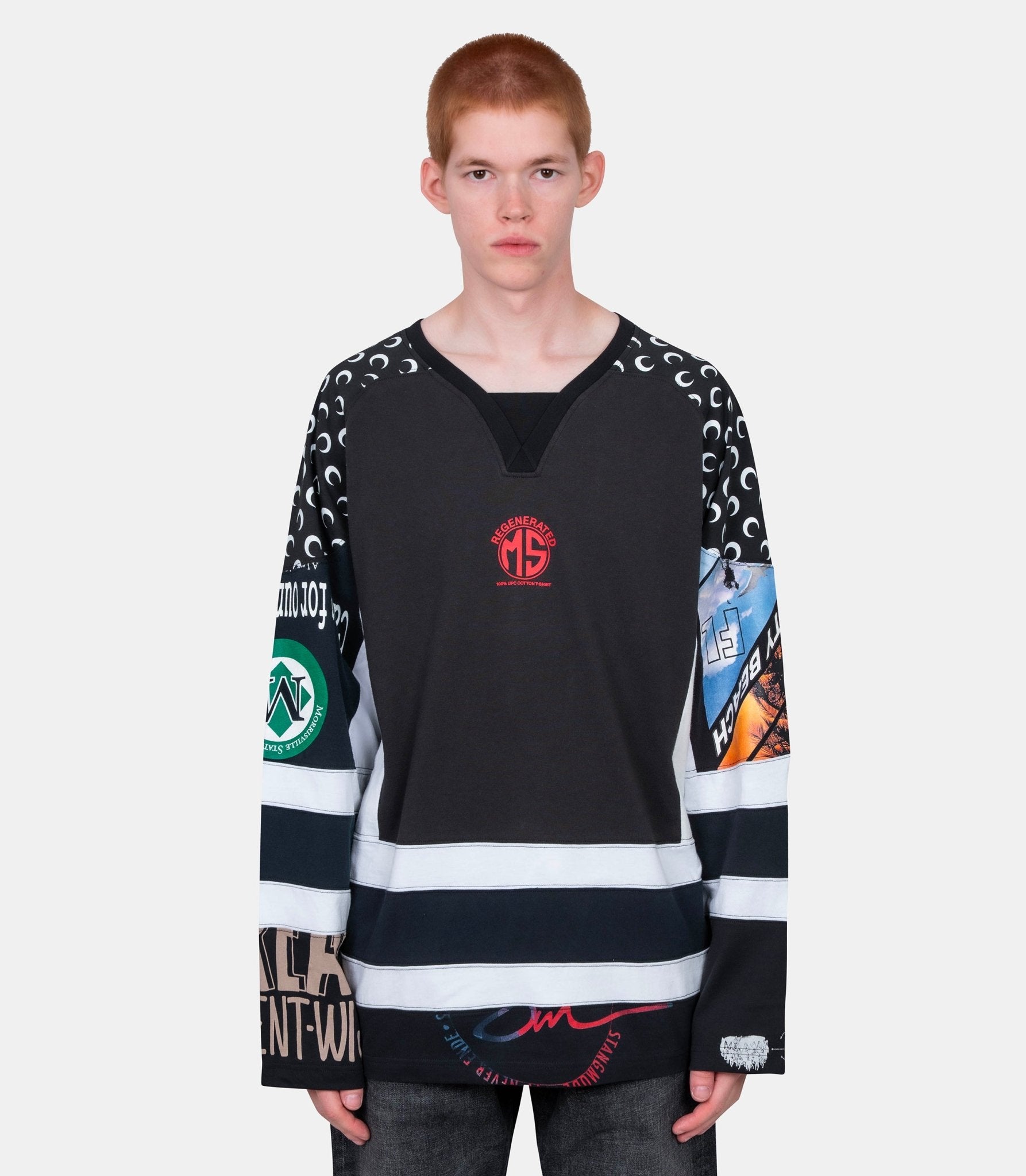 Longsleeve graphique hockey - MTT095AUJER0003-UJER0003-XS - Marine serre