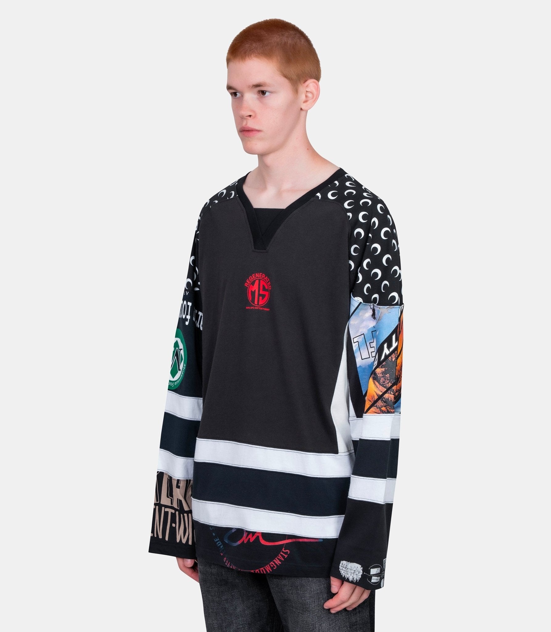 Longsleeve graphique hockey - MTT095AUJER0003-UJER0003-XS - Marine serre