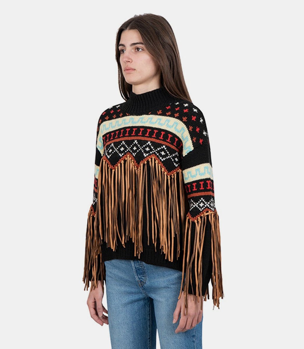 Maille sacha en tricot à frangesSACHA - BLACK - FW23 - XSTach