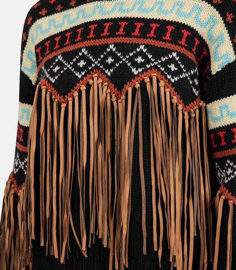 Maille sacha en tricot à frangesSACHA - BLACK - FW23 - XSTach
