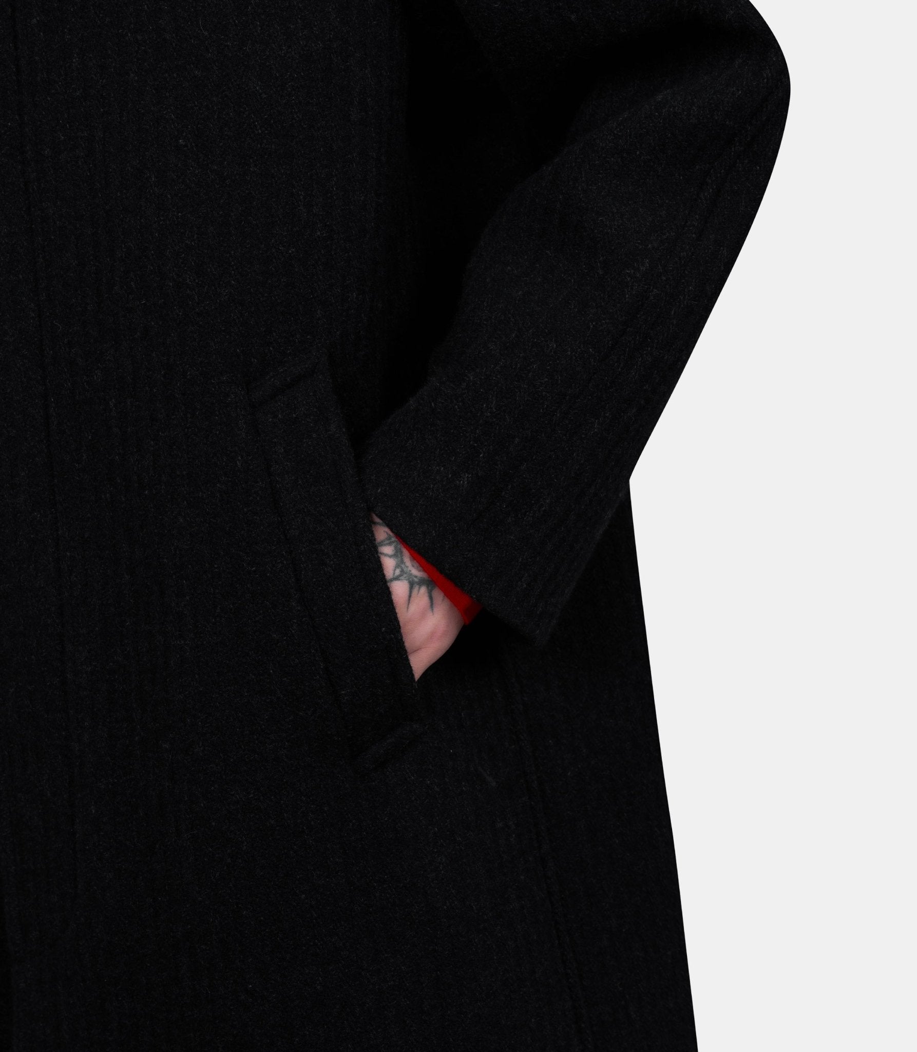 Manteau long en tweed de laine à col chemise - A25AC01MA-Black-4 - Auralee