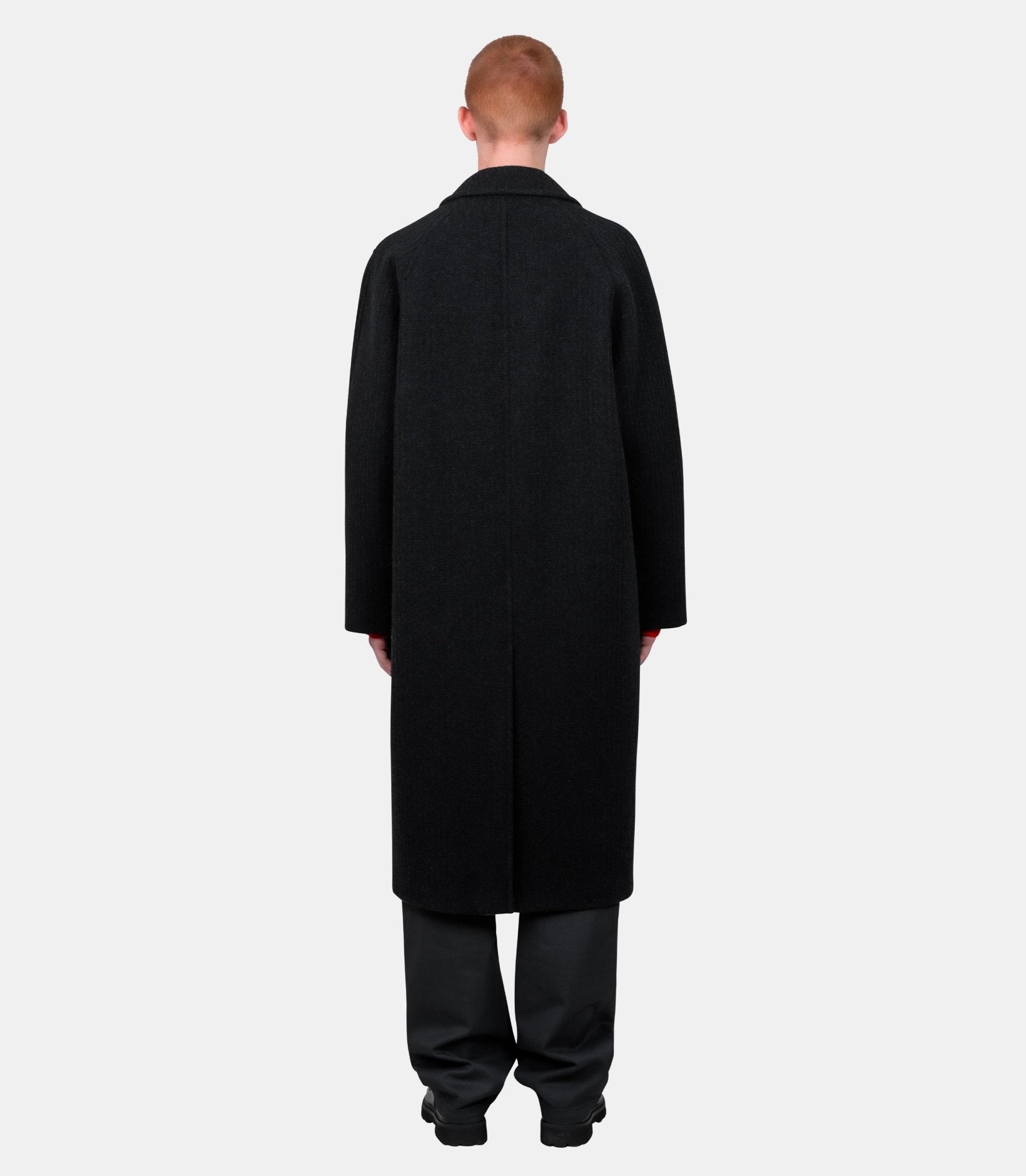 Manteau long en tweed de laine à col chemise - A25AC01MA-Black-4 - Auralee