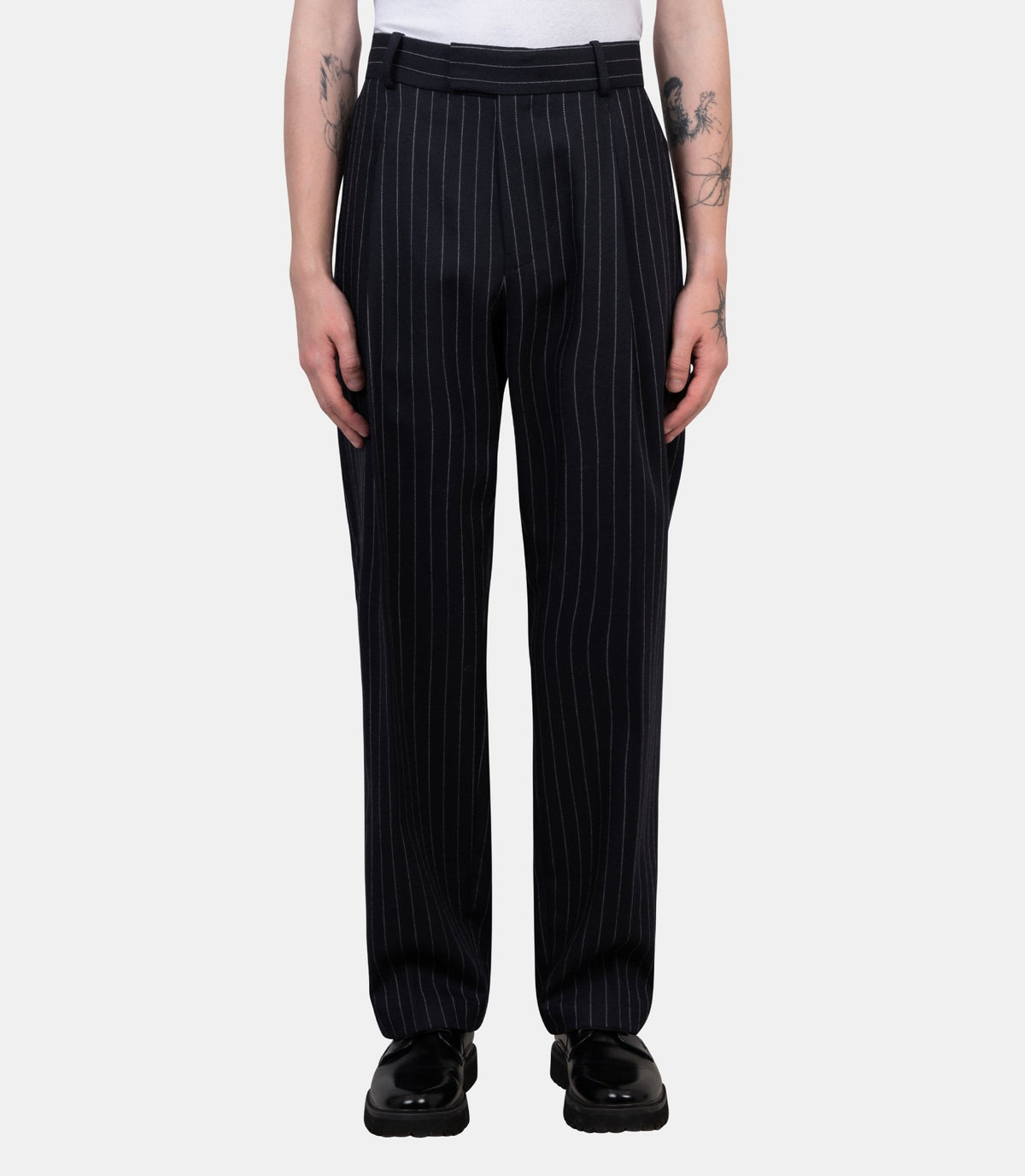 Pantalon à plis rayé-M-BP220-WV020-NY-XS-Drôle de monsieur