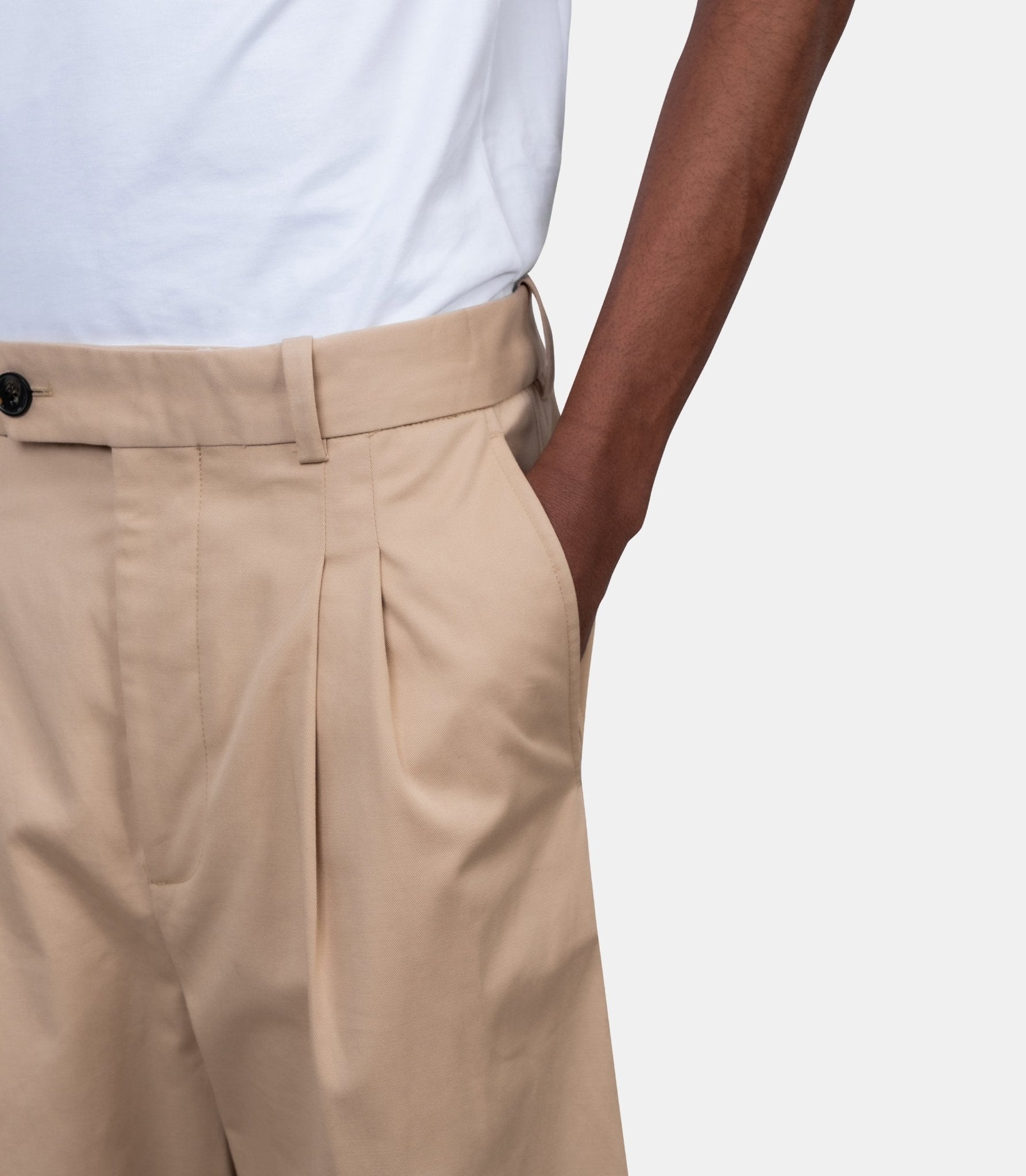 Pantalon cropped à plis coton - J-BP192-CO214-BG-S - Drôle de monsieur