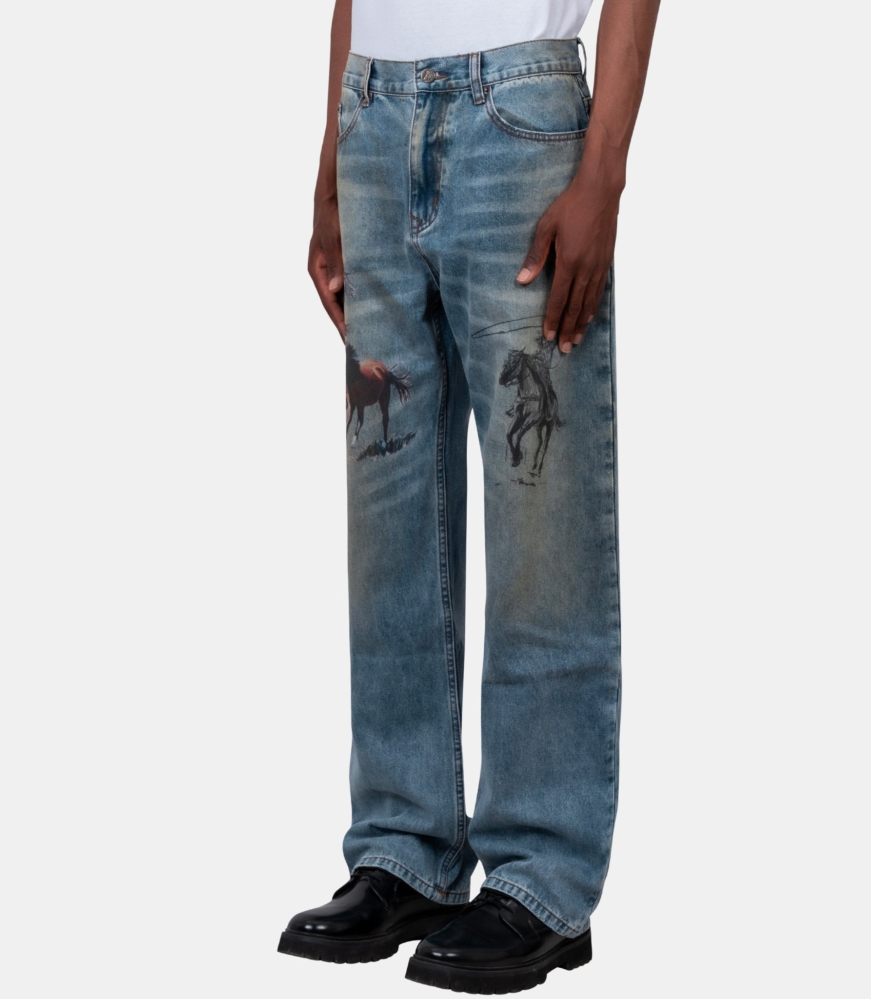 Pantalon denim all over print - 01D-11-008-INDIGO-S - One of these days