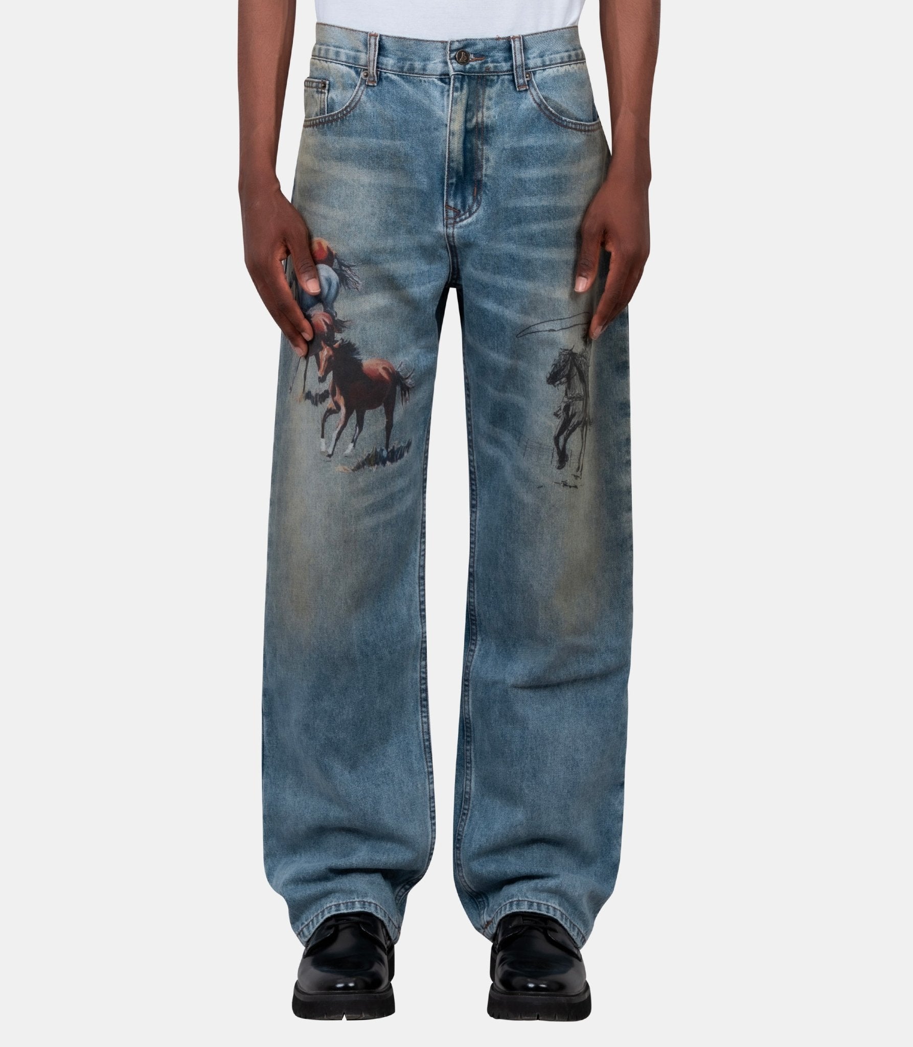 Pantalon denim all over print - 01D-11-008-INDIGO-S - One of these days