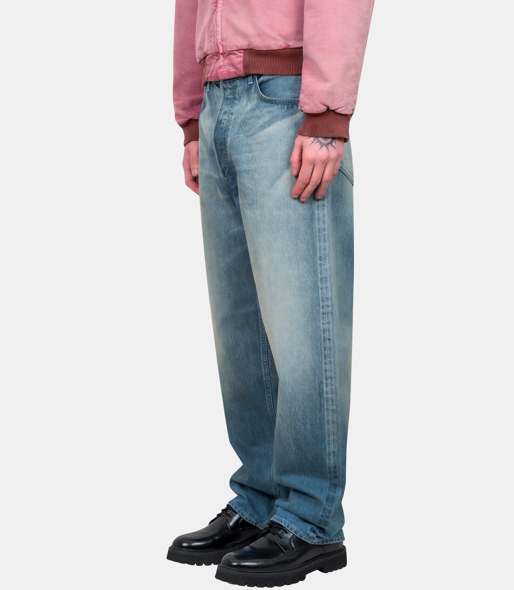 Pantalon denim délavé - A25AP03DH-fadedindigo-30 - Auralee