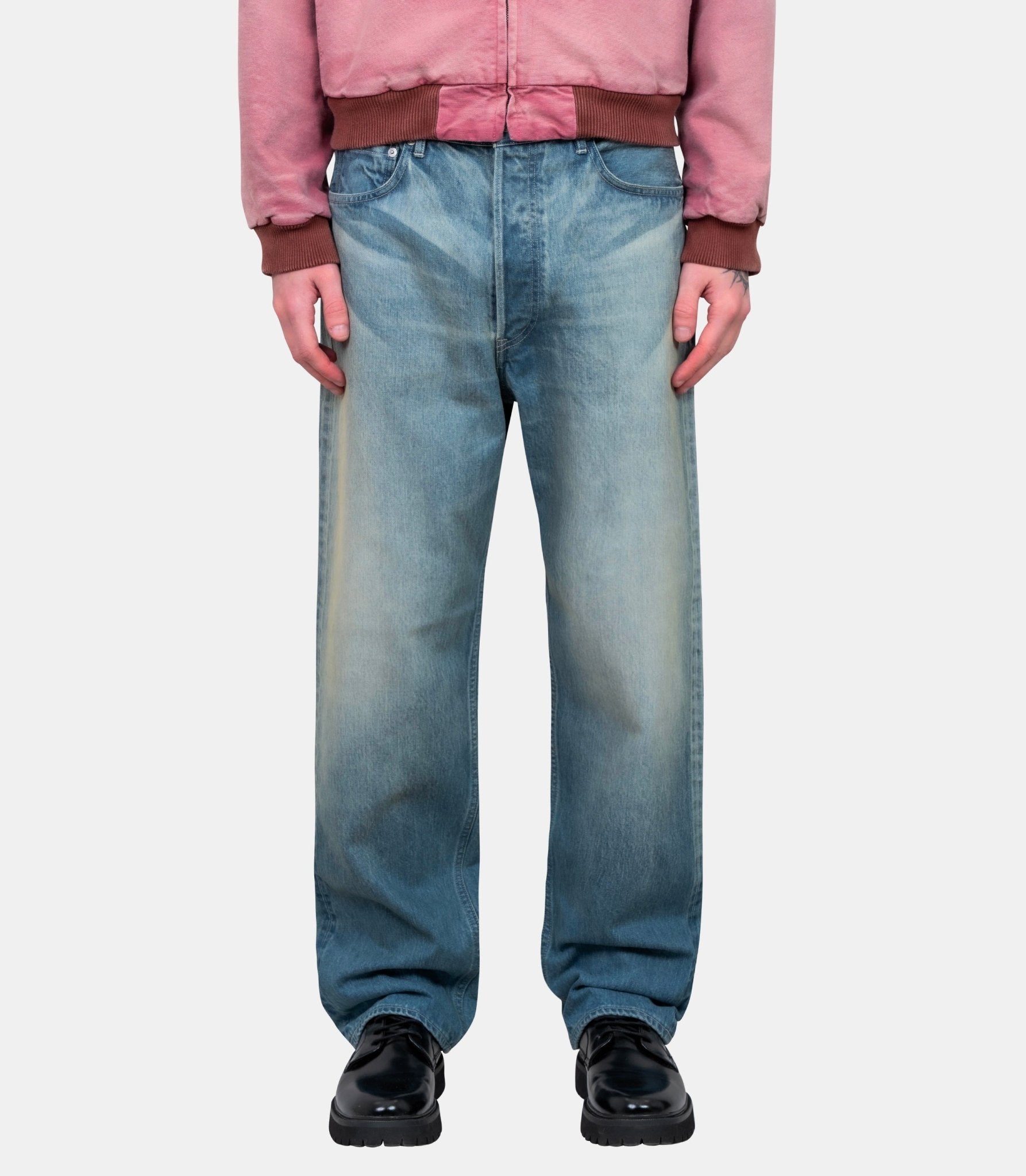 Pantalon denim délavé - A25AP03DH-fadedindigo-30 - Auralee