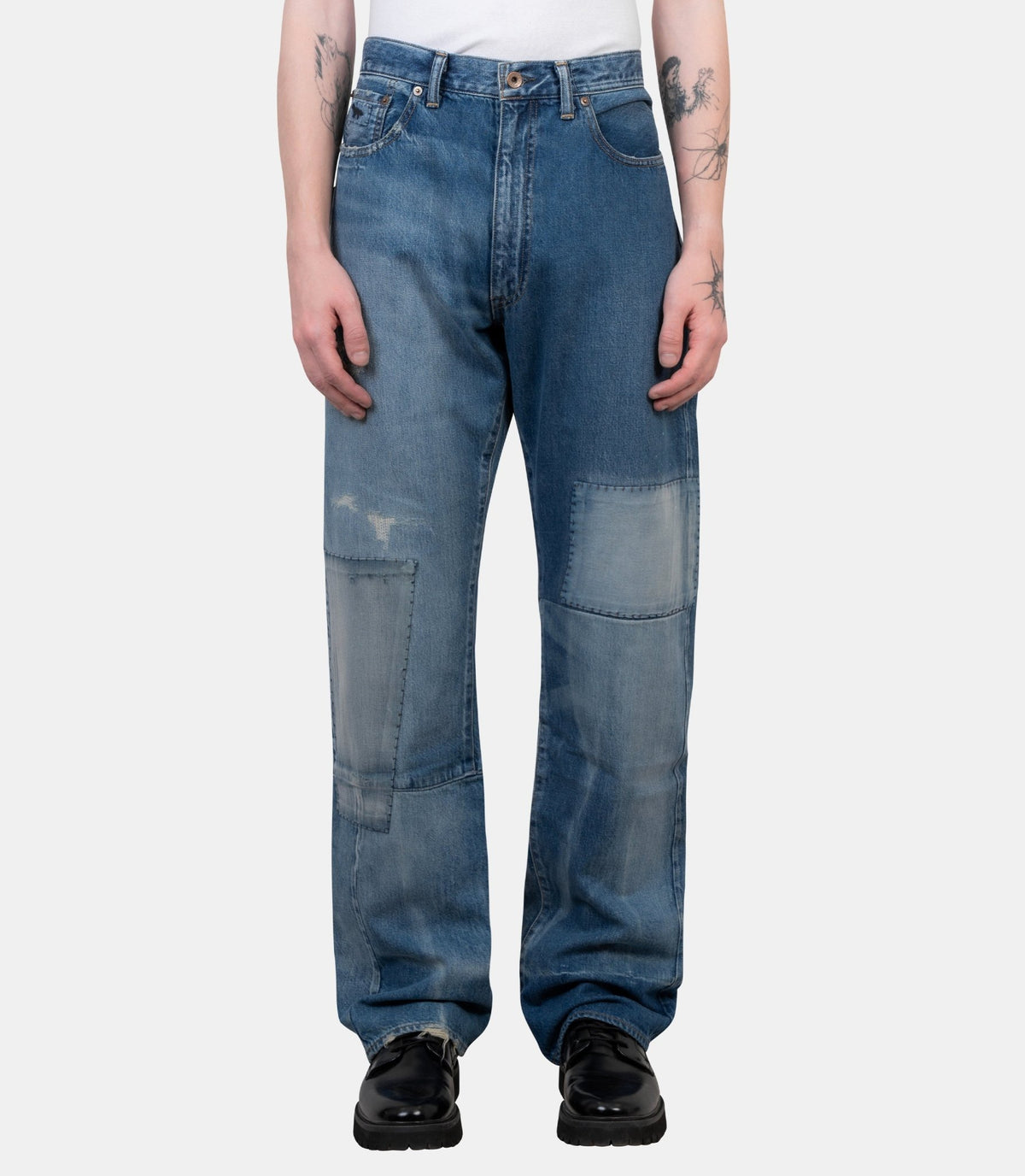 Pantalon denim patchwork x kuro-990010-P410-30-Maison kitsuné