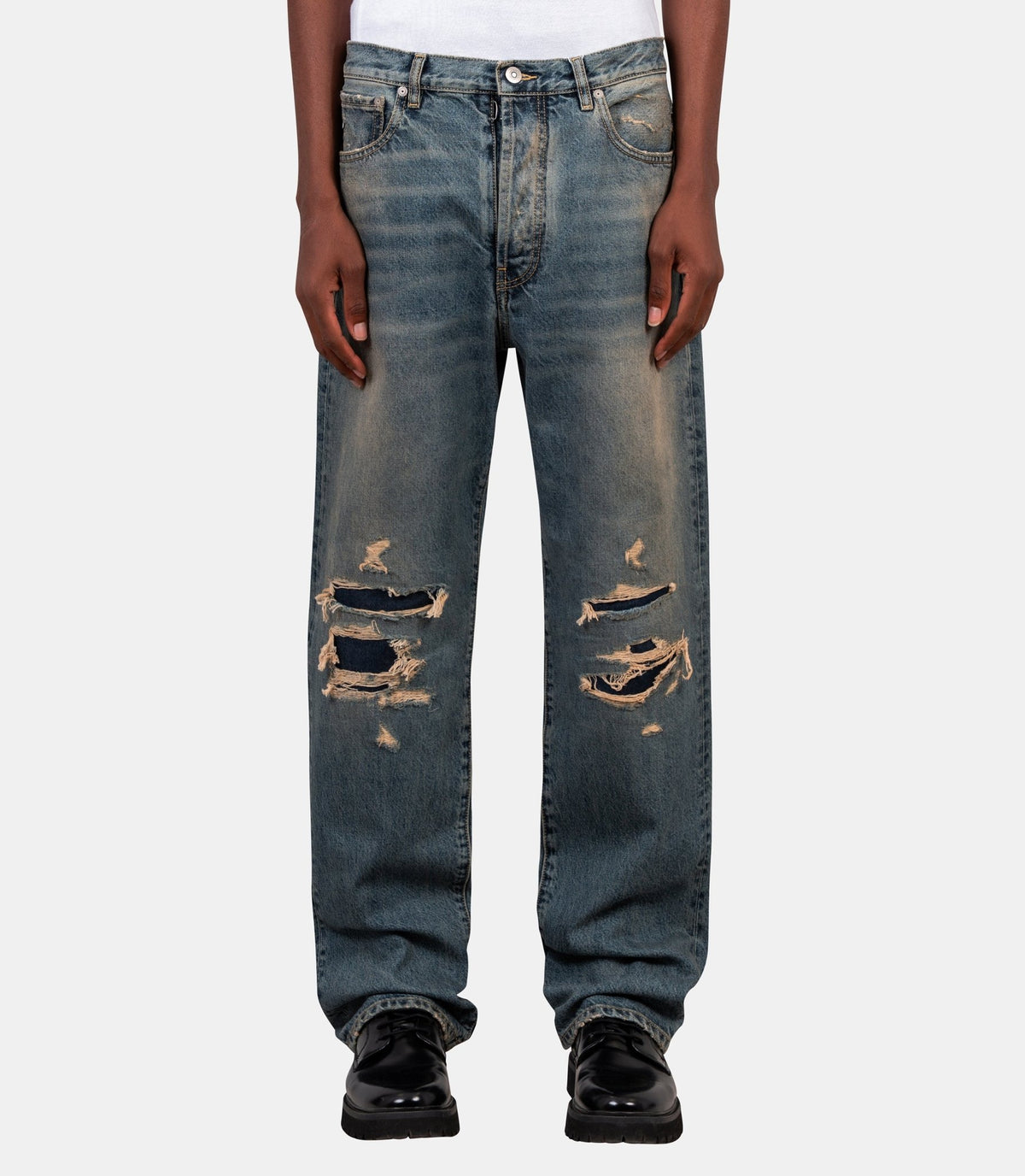 Pantalon en denim à effet usé--Maison margiela