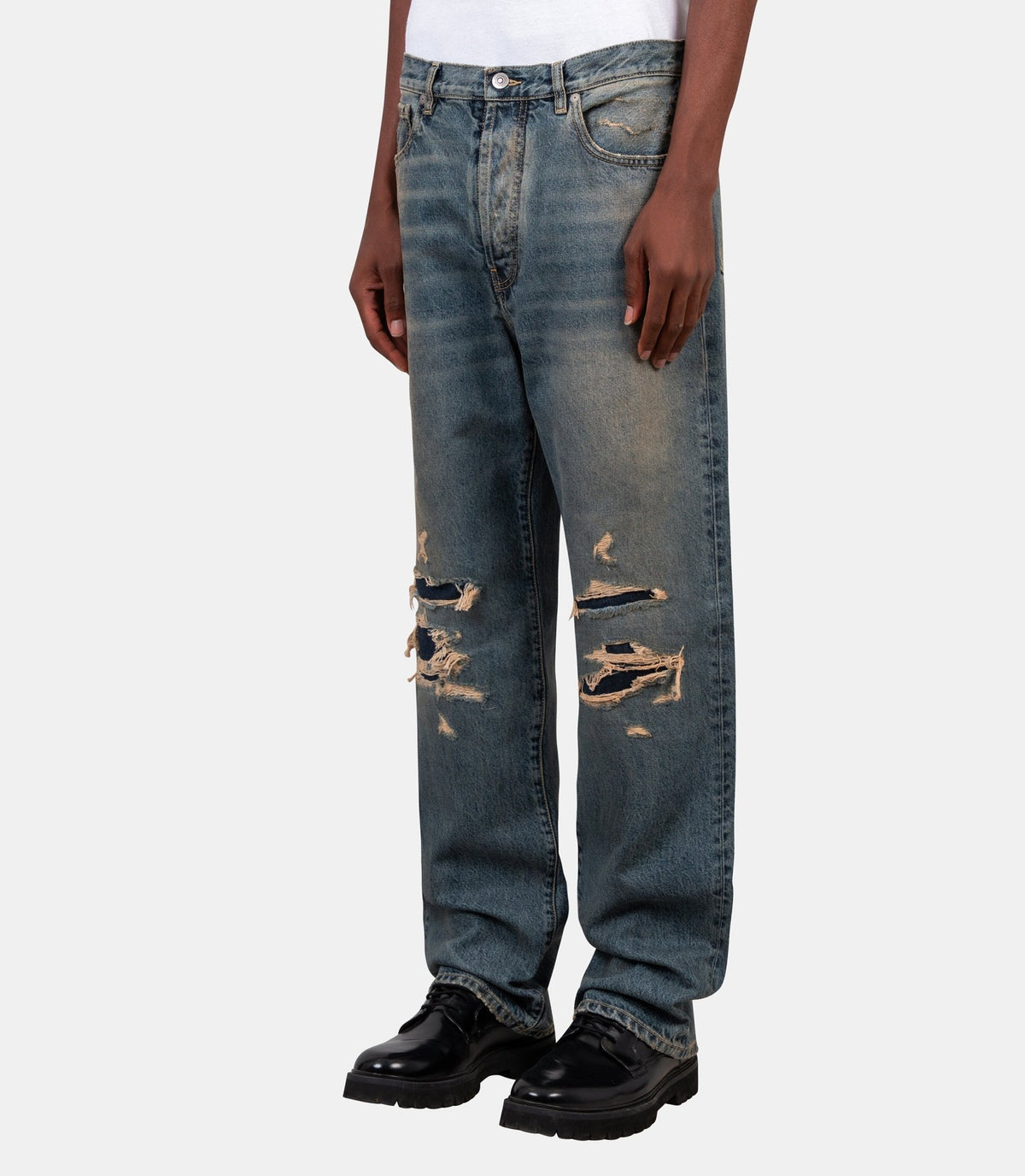 Pantalon en denim à effet usé--Maison margiela