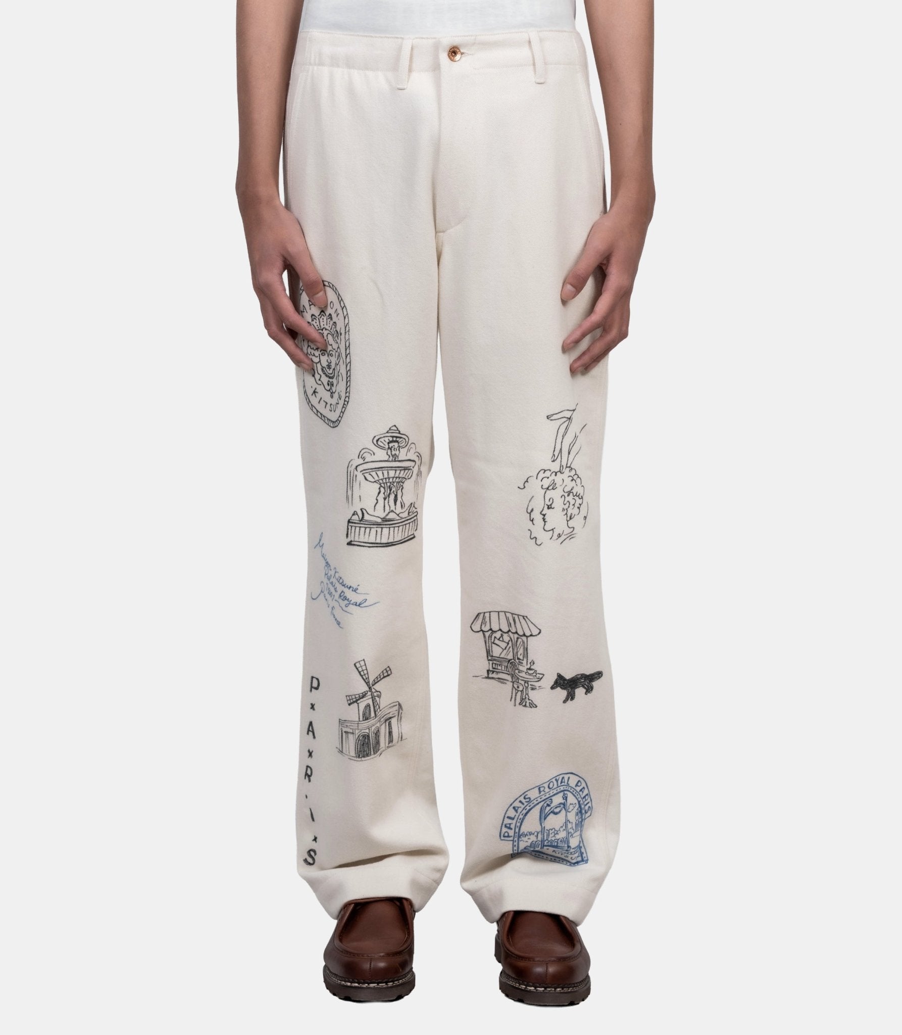Pantalon handwritten postcard x kuro - 990003-P700-30 - Maison kitsuné