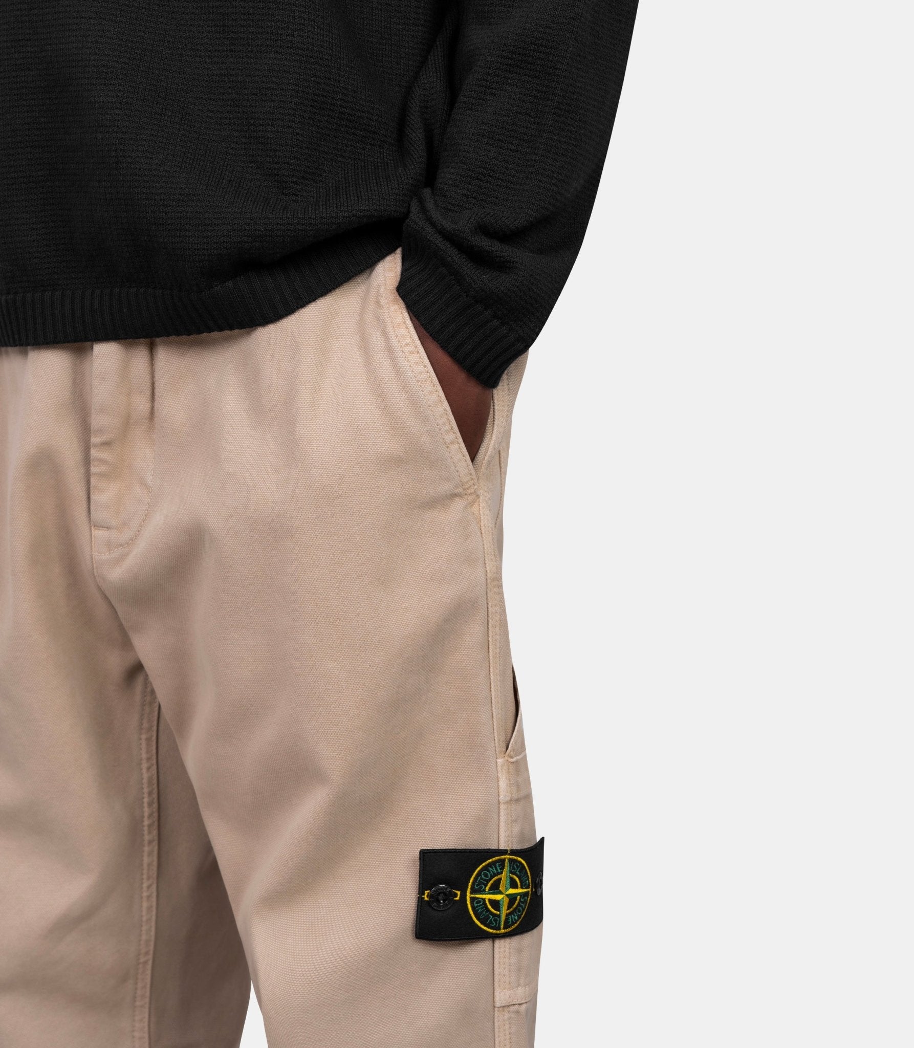Organic panama cotton old effect pants - Stone island - Family 3.0