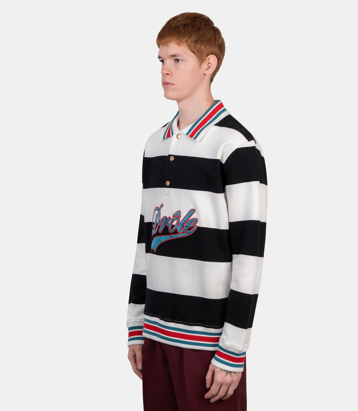 Polo à rayures drôle-M-PL183-CO324-OW-XS-Drôle de monsieur