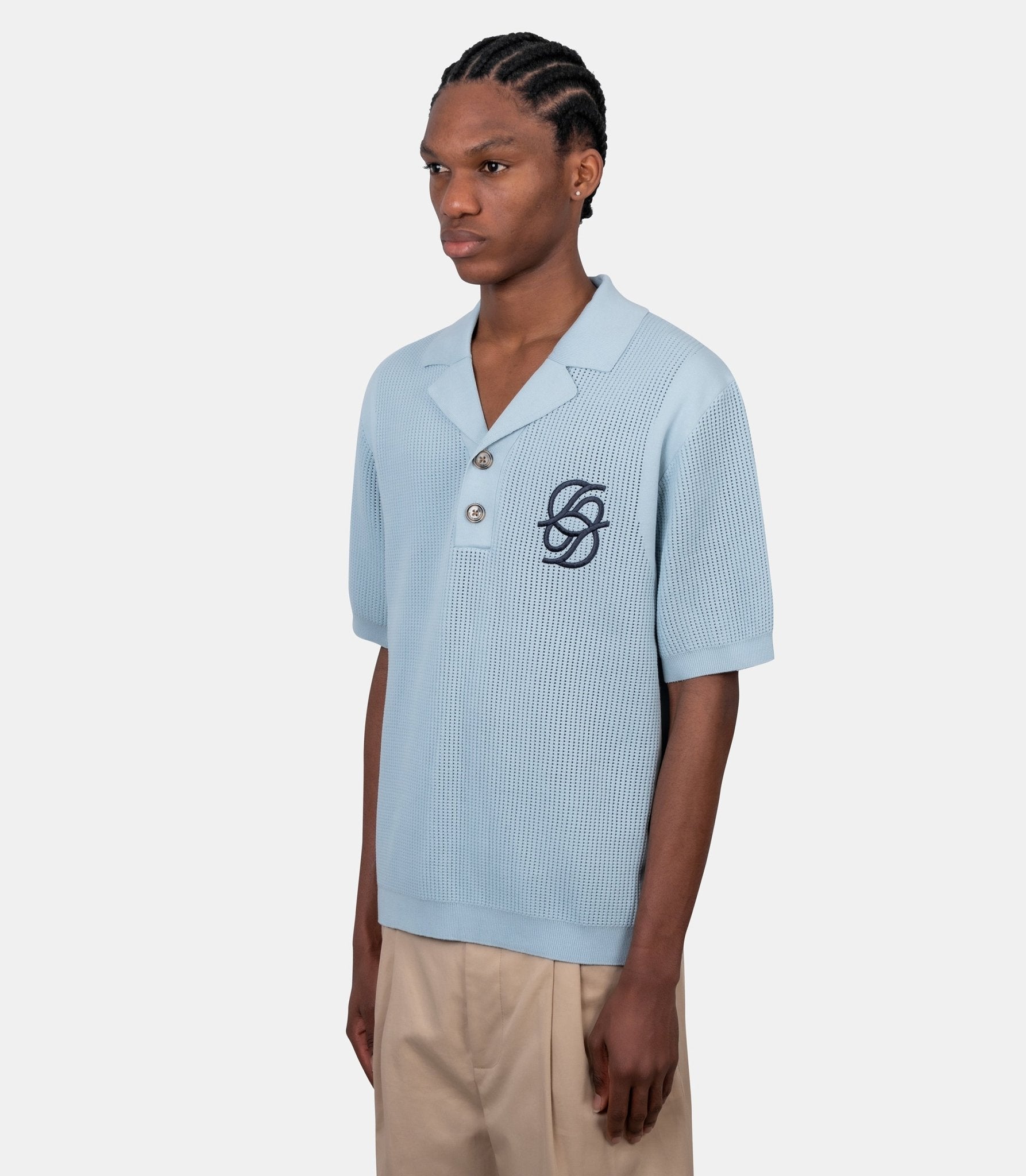 Polo maille monogramme - J-PO171-CO207-LBE-S - Drôle de monsieur