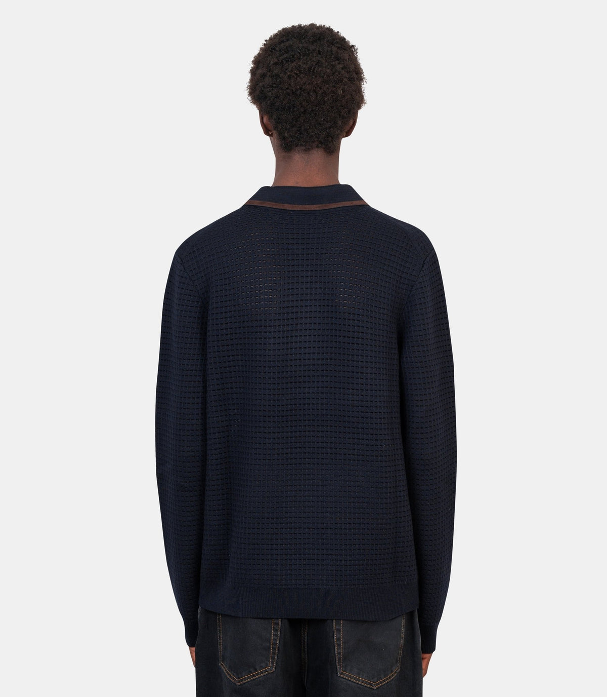 Polo manches longues gaufré-M-AW26-KW-1479-01-S-Casablanca