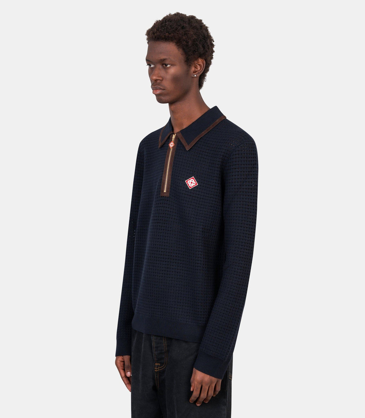 Polo manches longues gaufré-M-AW26-KW-1479-01-S-Casablanca