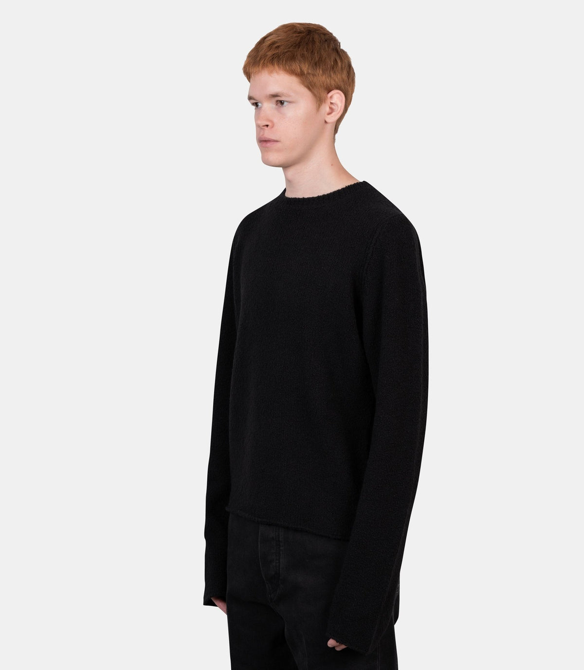 Pull à col rond bouclé-KNW84-WVB-BLACK-BOUCLE-M-Rier