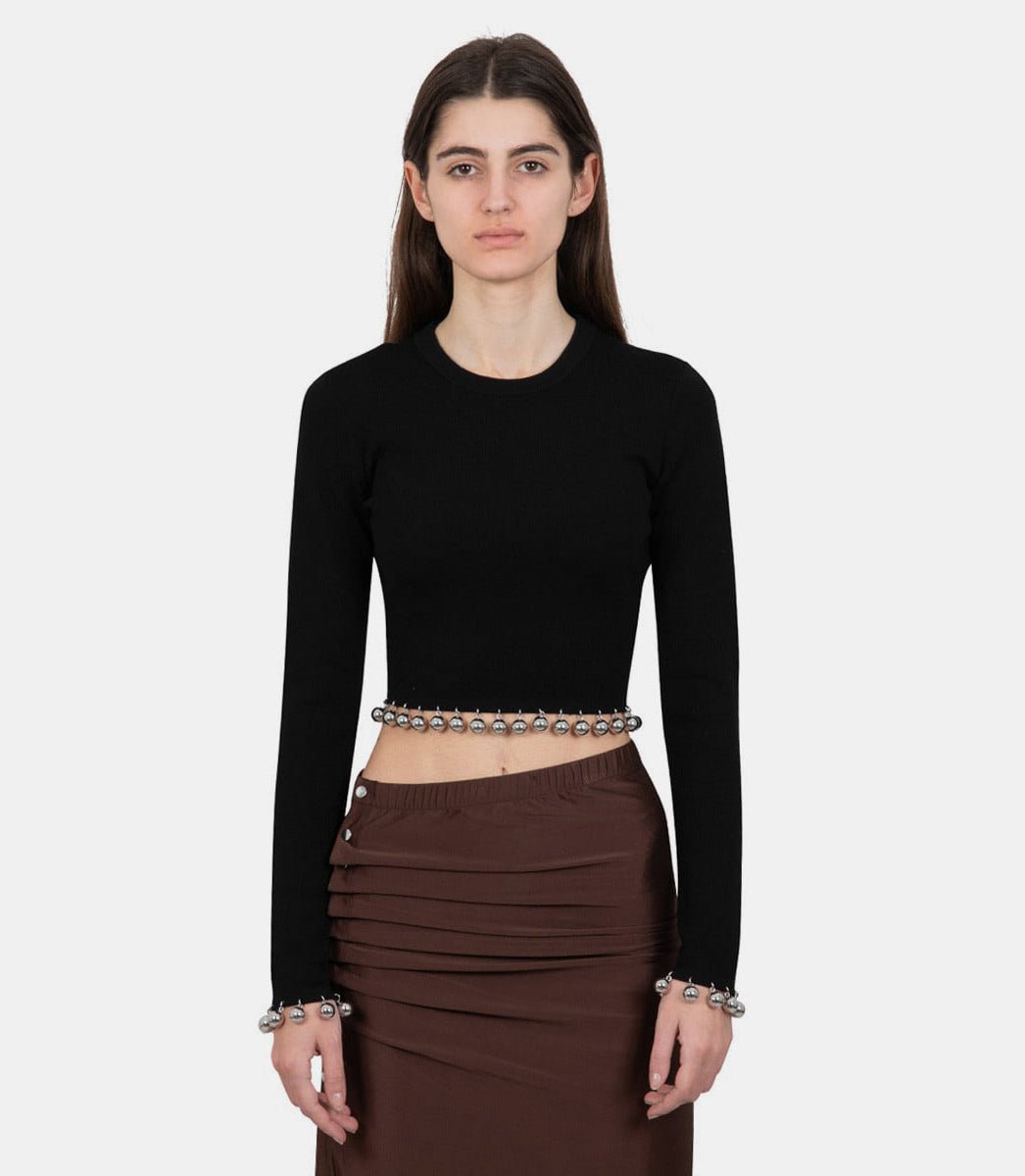 Pull à perles argentées24SMPU256ML0262 - P001 - SS24 - SRabanne