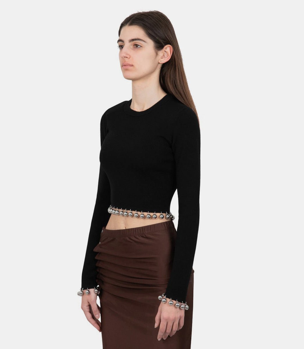 Pull à perles argentées24SMPU256ML0262 - P001 - SS24 - SRabanne