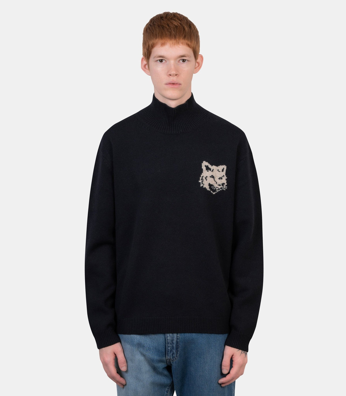 Pull col roulé fox head-NM00807KM0329-0630-S-Maison kitsuné
