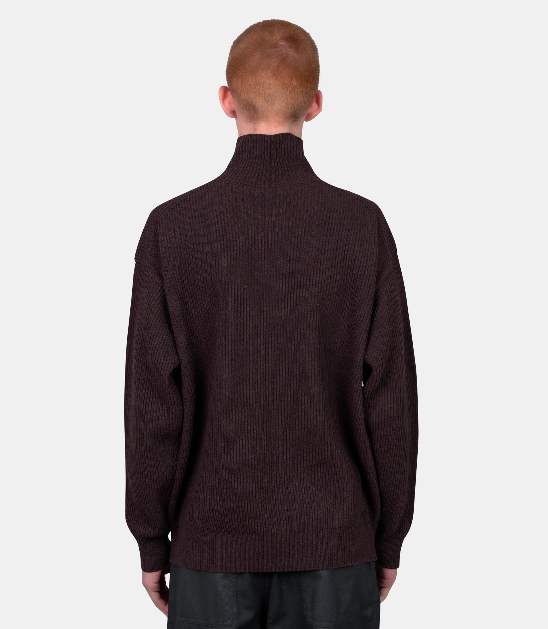 Pull col roulé super fine wool - A25AT03RK-topbrown-4 - Auralee