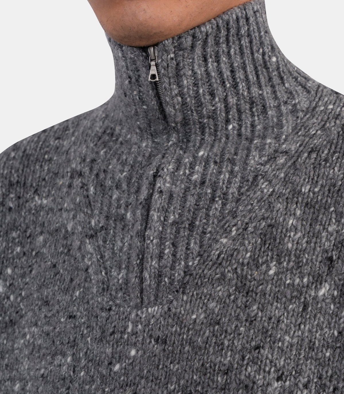 Pull half zip-A26AP01HS-TOPCHARCOAL-3-Auralee
