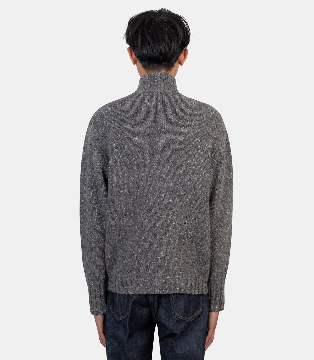 Pull half zip-A26AP01HS-TOPCHARCOAL-3-Auralee