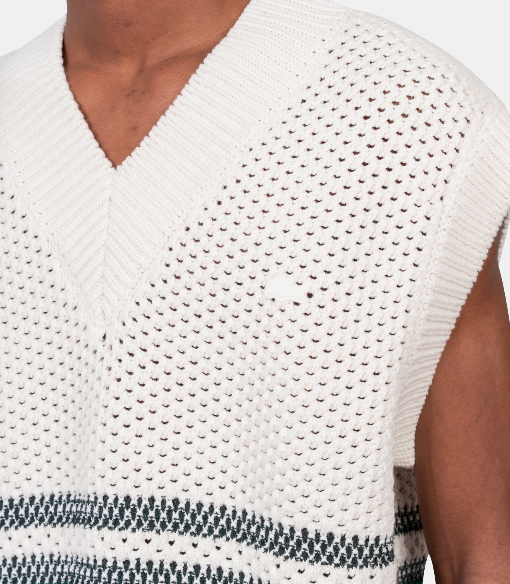 Pull sans manches piqué ajouré rayé - AH2520-OP-TKM-M - Lacoste