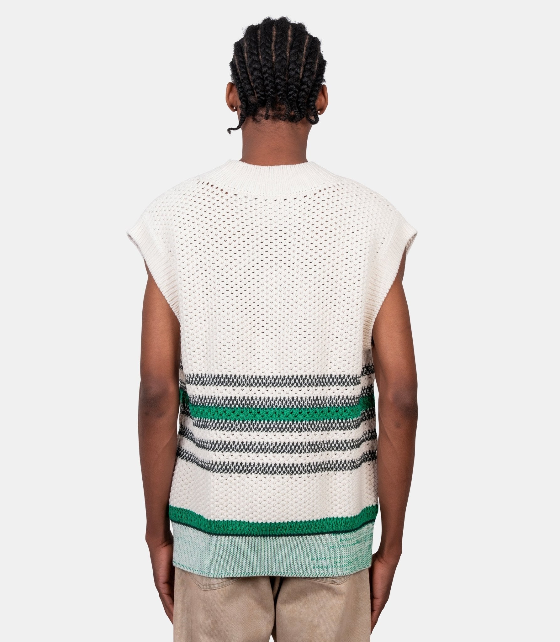 Pull sans manches piqué ajouré rayé - AH2520-OP-TKM-M - Lacoste