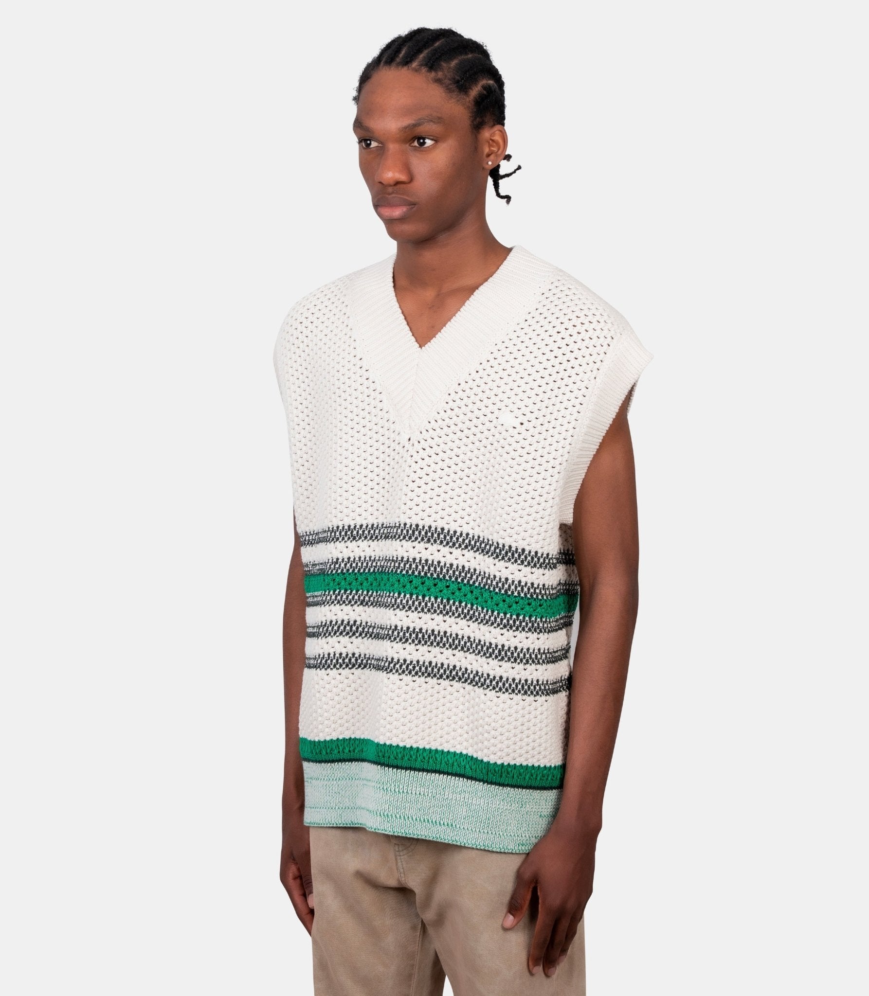 Pull sans manches piqué ajouré rayé - AH2520-OP-TKM-M - Lacoste