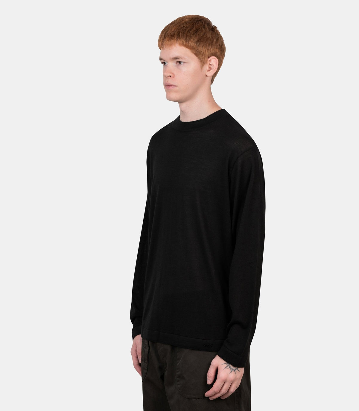Pull silk ultrafine merino wool-21MMKN011A-110470A-999-S-Massimo osti