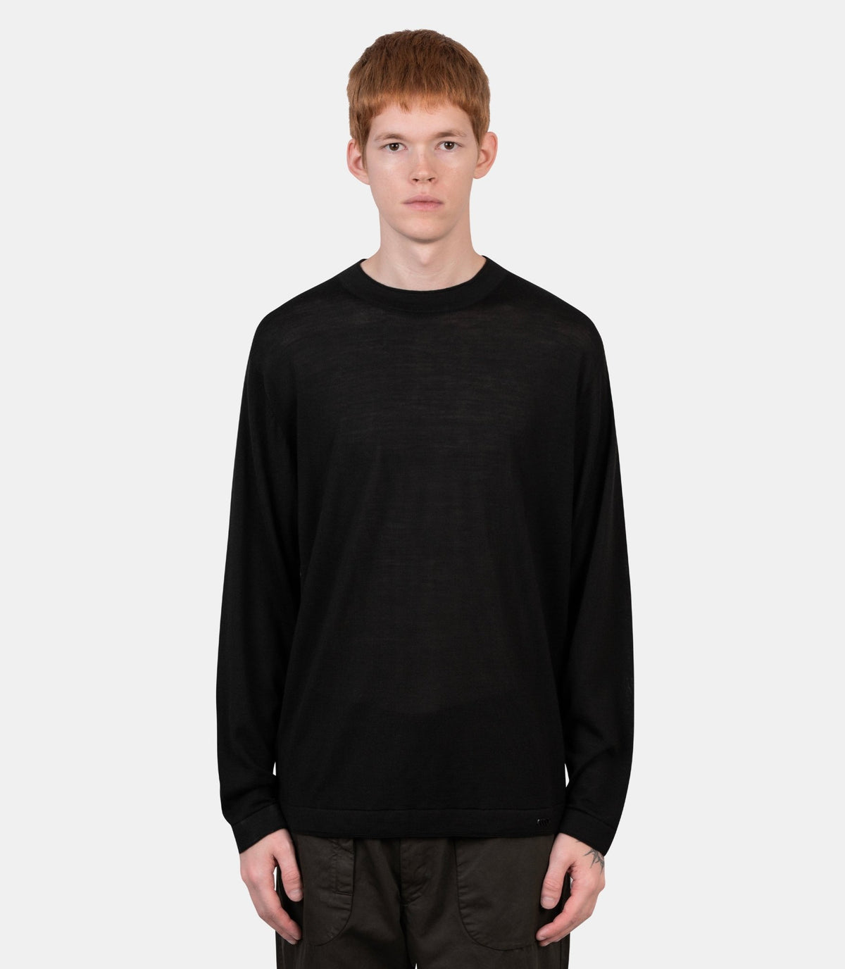 Pull silk ultrafine merino wool-21MMKN011A-110470A-999-S-Massimo osti