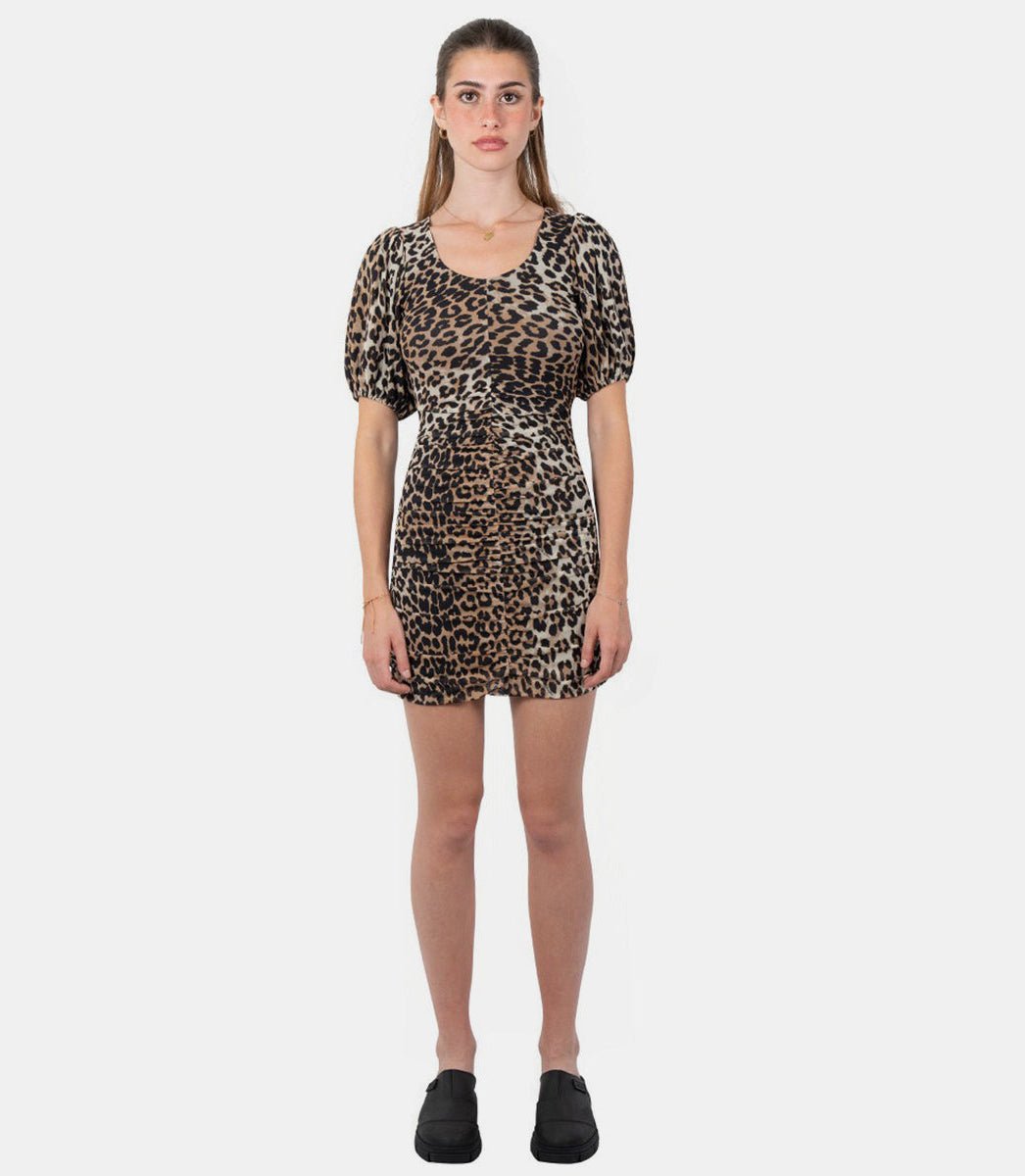 Robe courte manche courte en maille léopardT3252 - 315 - FW22 - 34Ganni