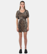 Robe courte manche courte en maille léopardT3252 - 315 - FW22 - 34Ganni