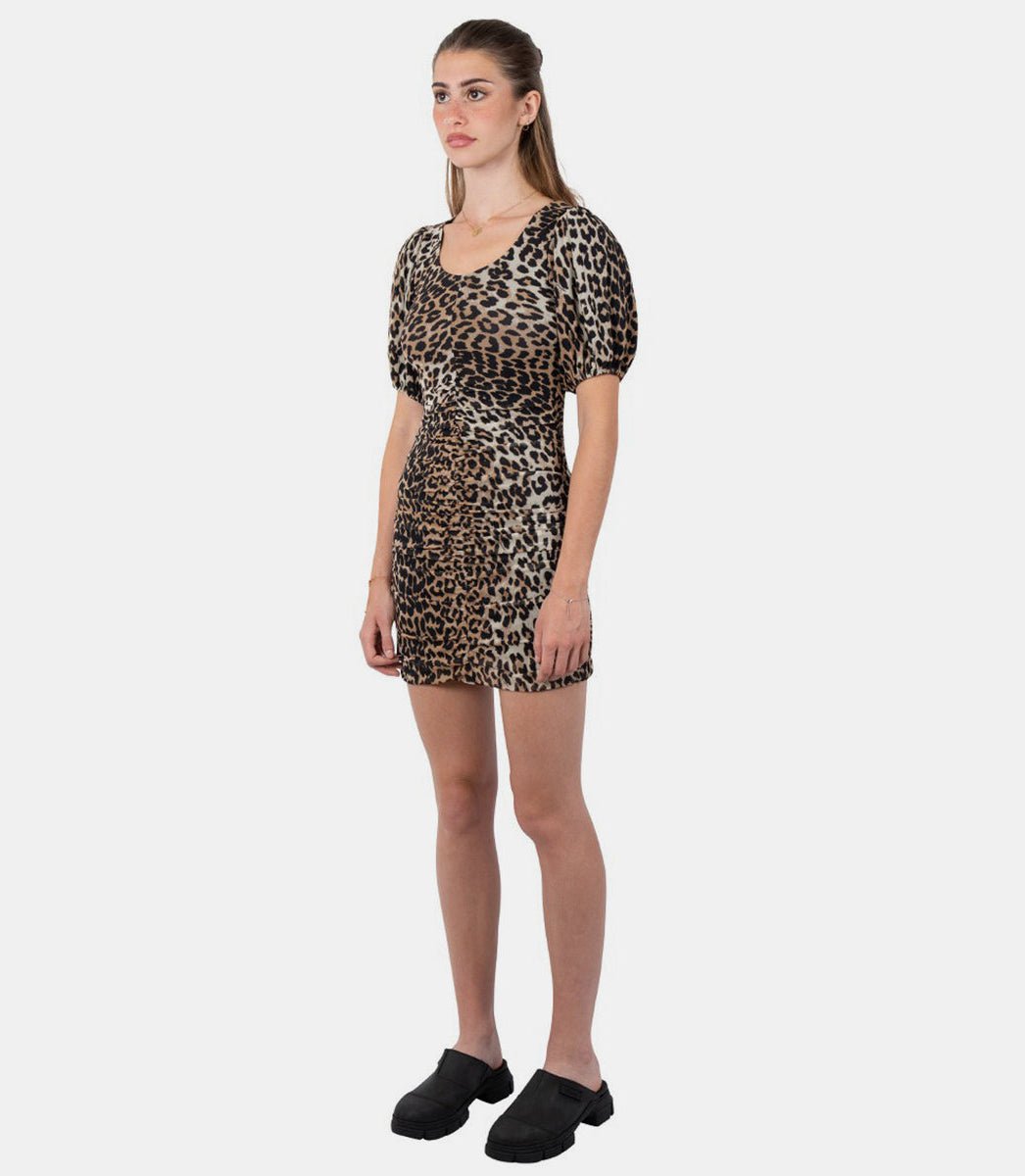 Robe courte manche courte en maille léopardT3252 - 315 - FW22 - 34Ganni