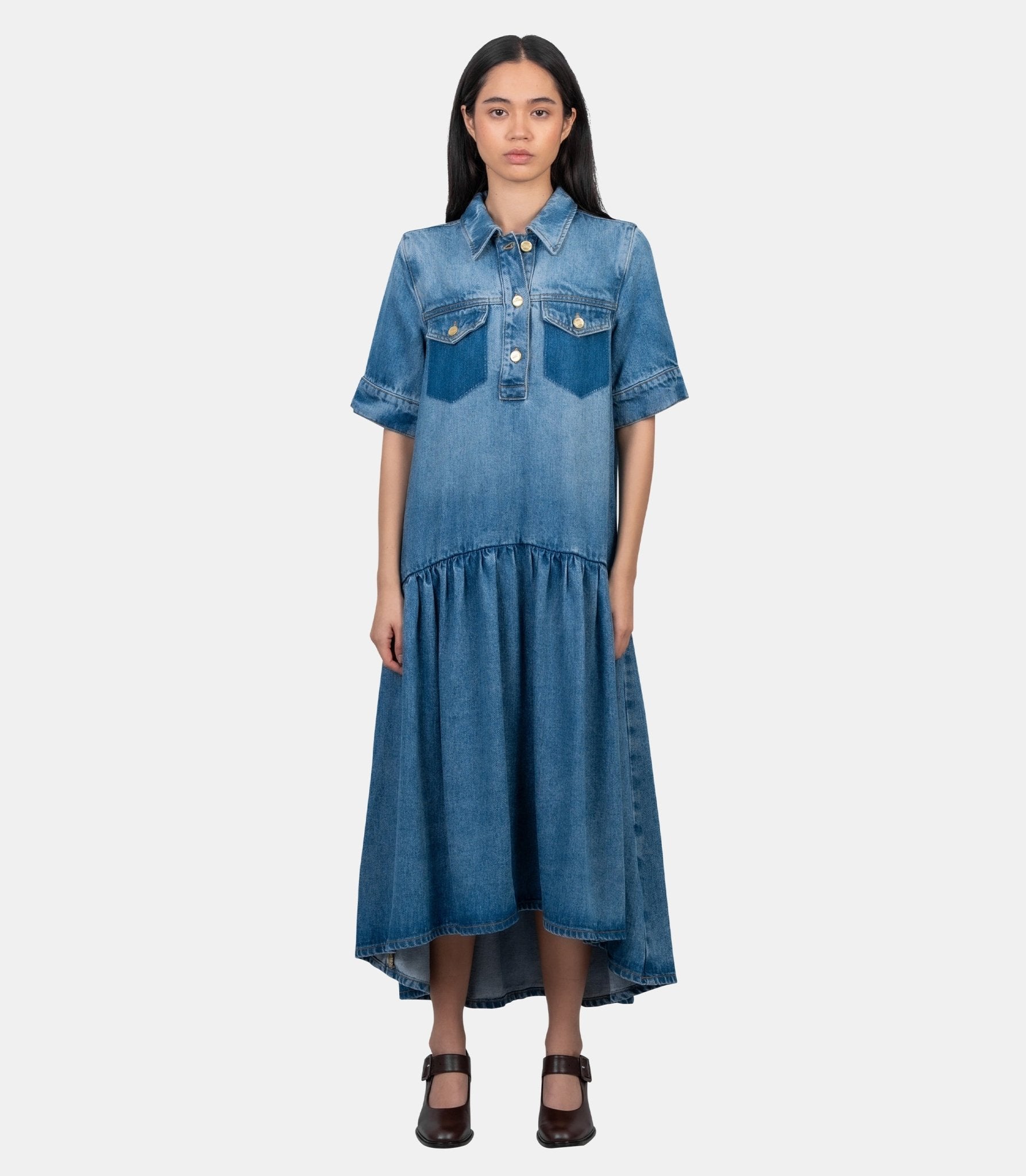 Robe en denim clair délavé - A1030154-091-34 - Ganni