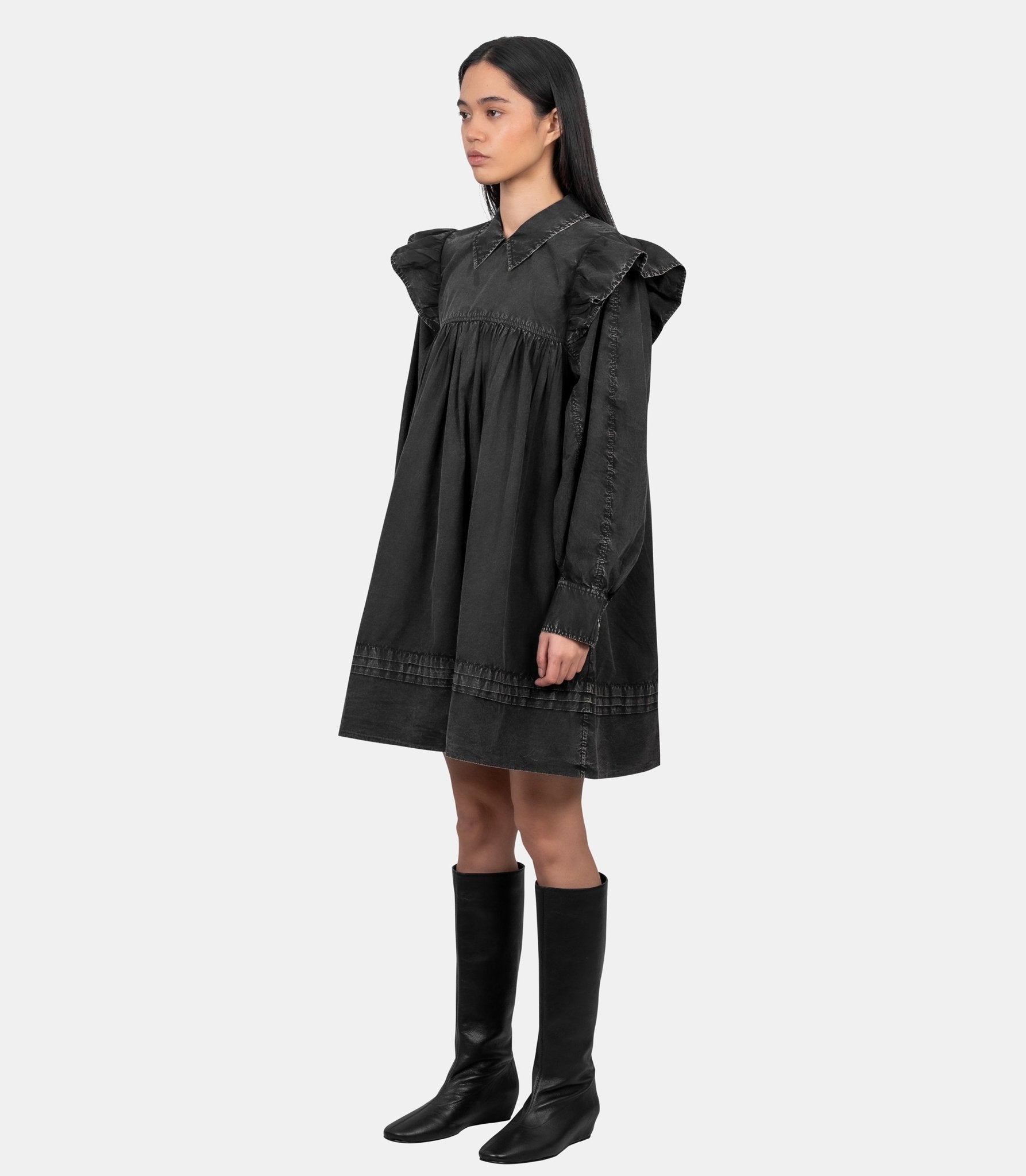 Robe mini chemise noire délavée - A1030125-099-36 - Ganni