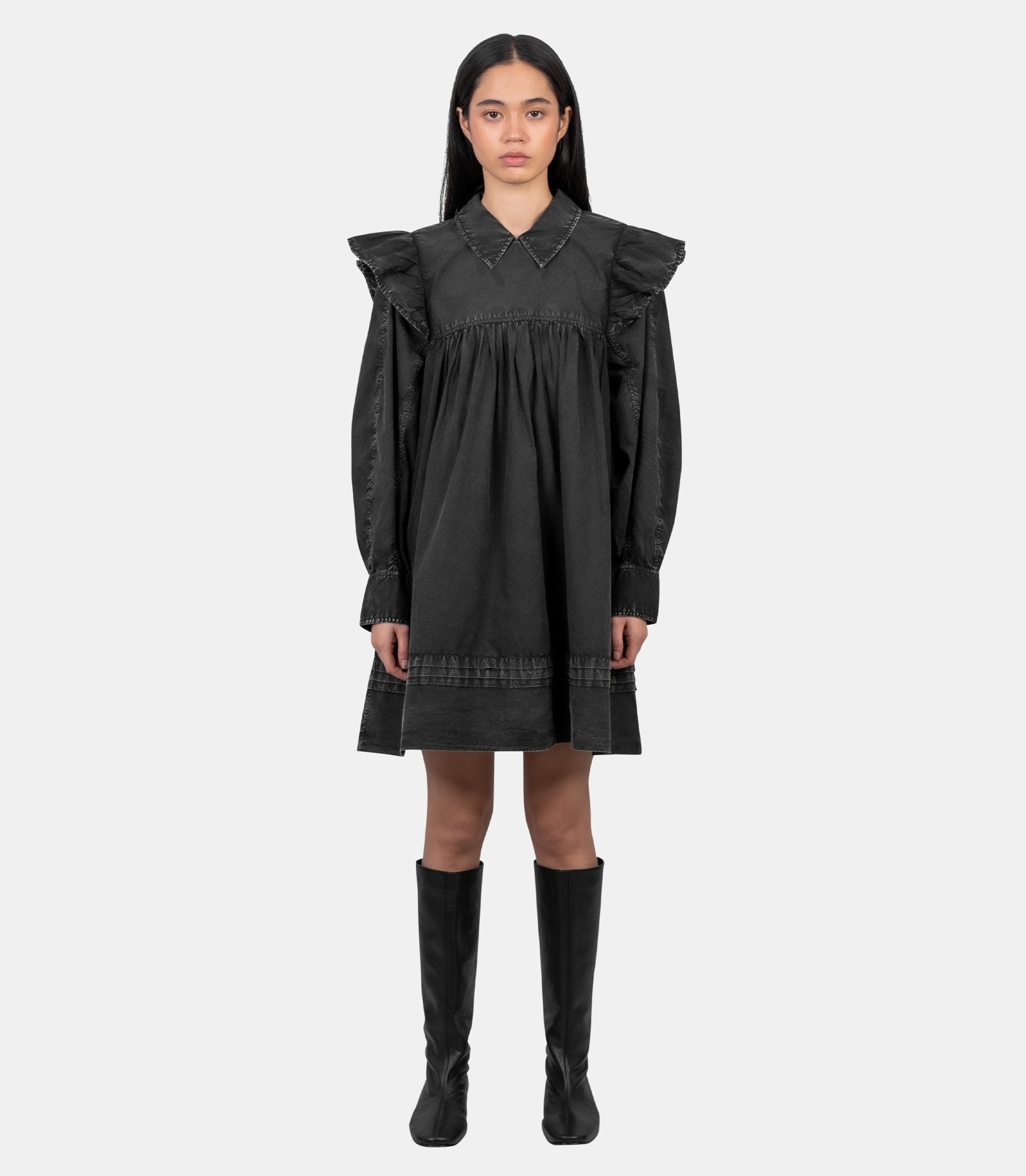 Robe mini chemise noire délavée - A1030125-099-36 - Ganni