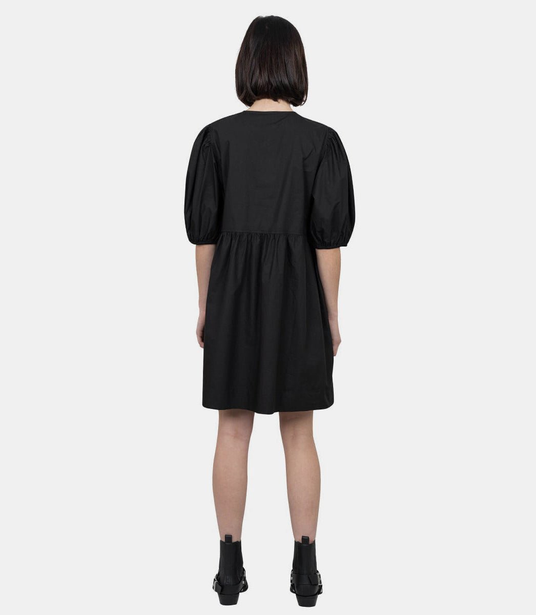 Robe mini en popeline de coton à nœudF9005 - 099 - 34Ganni