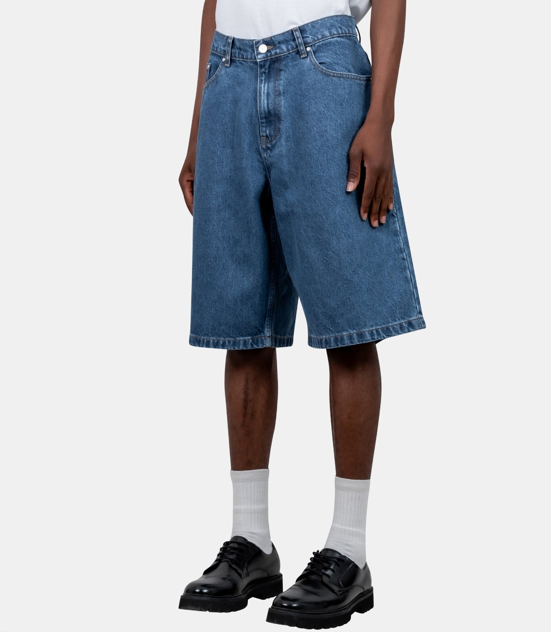 Short en denim à poche ronde-SS26-070SHO-486-28-Arte