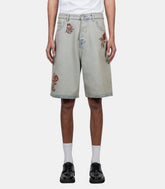 Short jean dusty brodé fleurs - BS147-CO123-DUS -XS - Drôle de monsieur