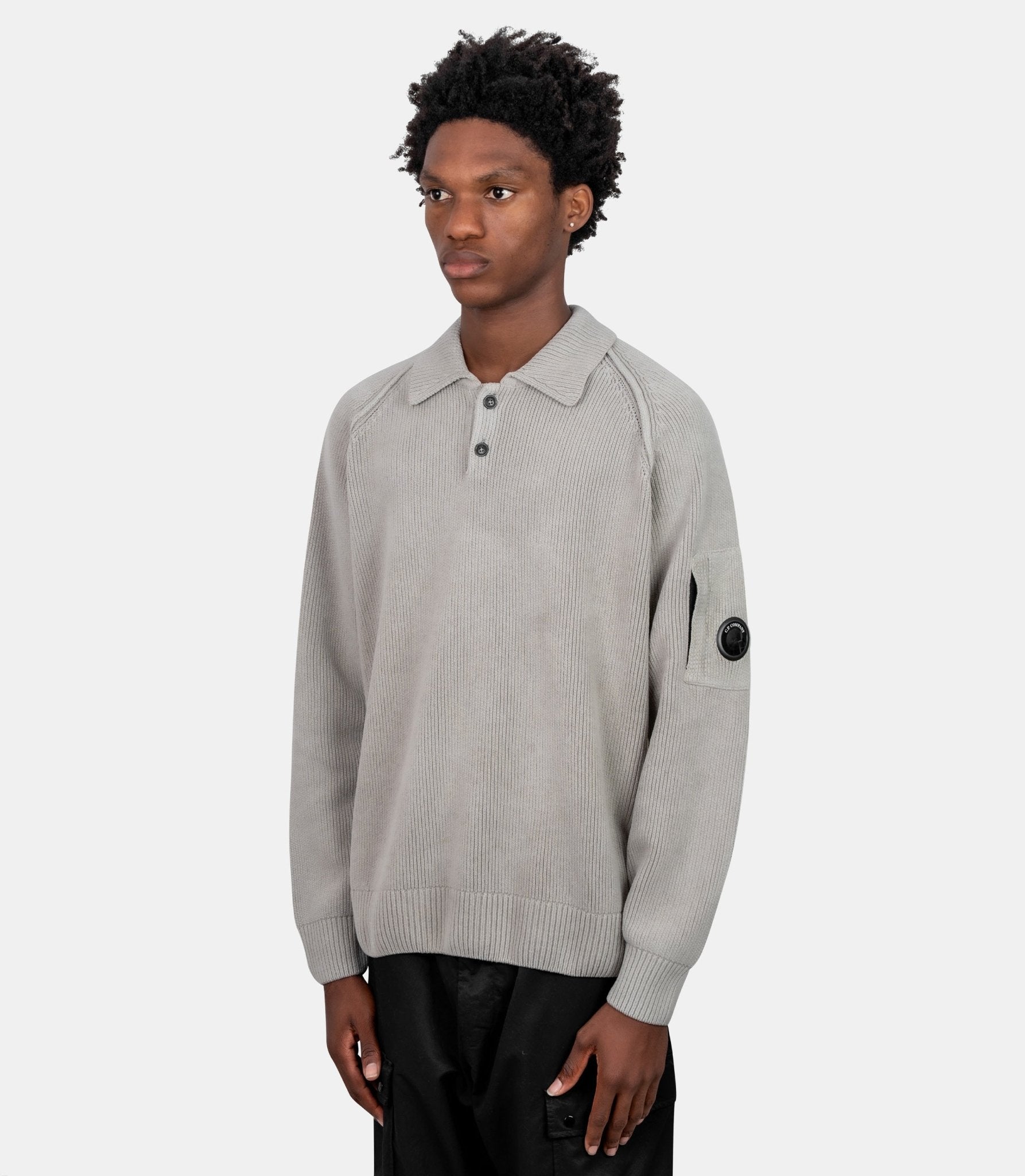 Sweatshirt chenille à col polo-21CMKN198A-005558G-936-S-C.p. company