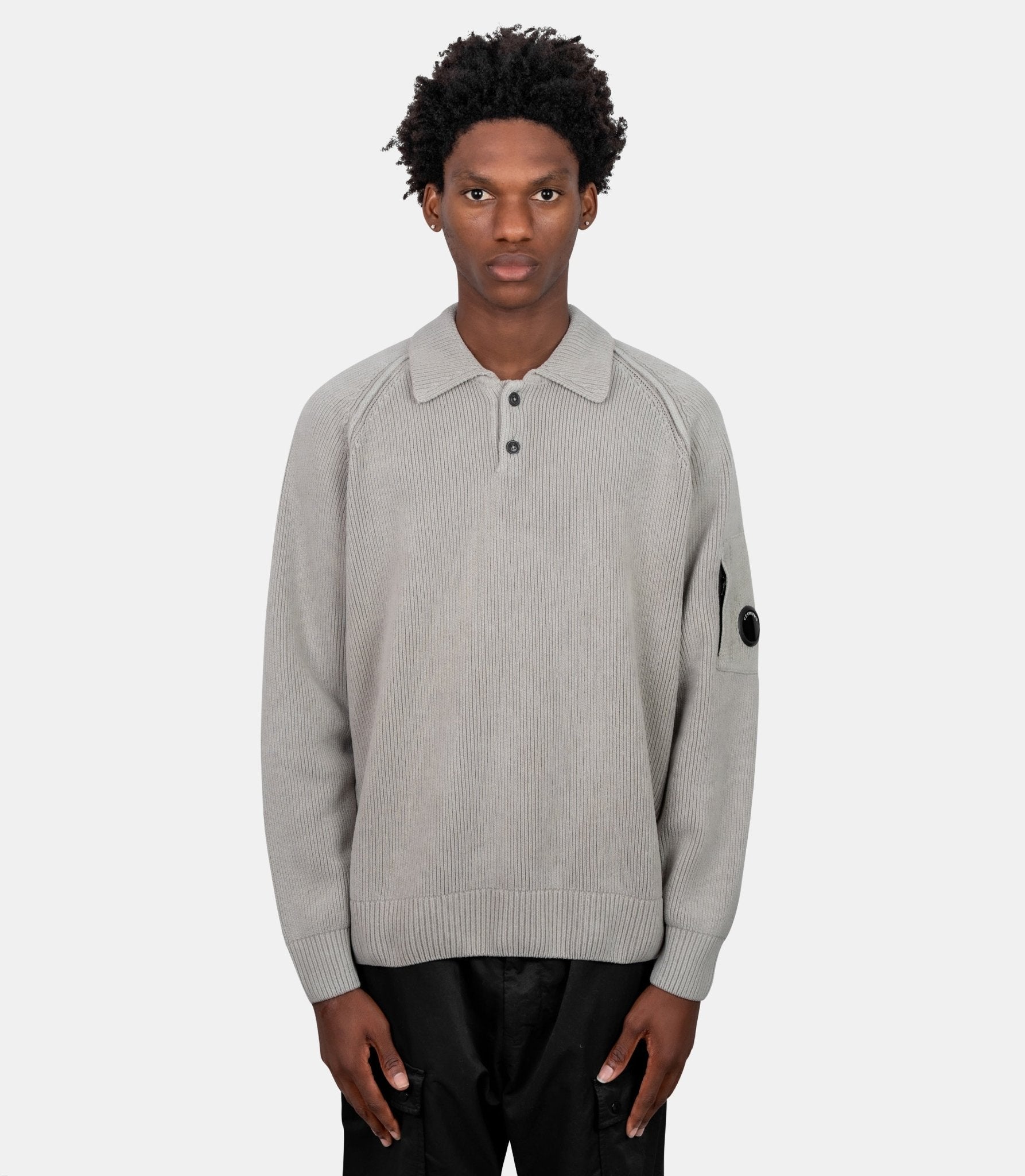 Sweatshirt chenille à col polo-21CMKN198A-005558G-936-S-C.p. company