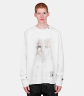 Sweatshirt imprimé chat - J15PO742-WHITE-44 - Mihara yasuhiro