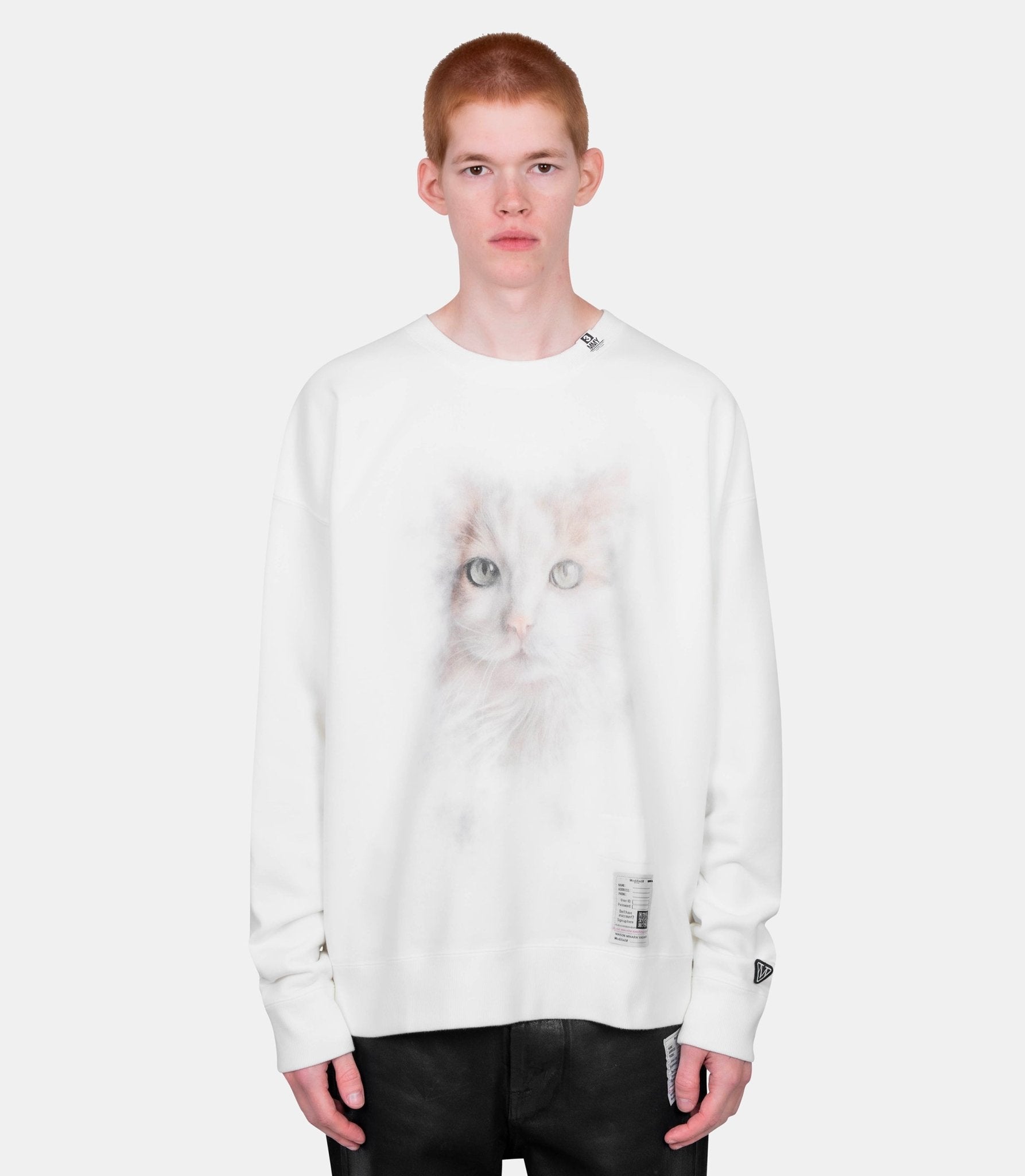 Sweatshirt imprimé chat - J15PO742-WHITE-44 - Mihara yasuhiro