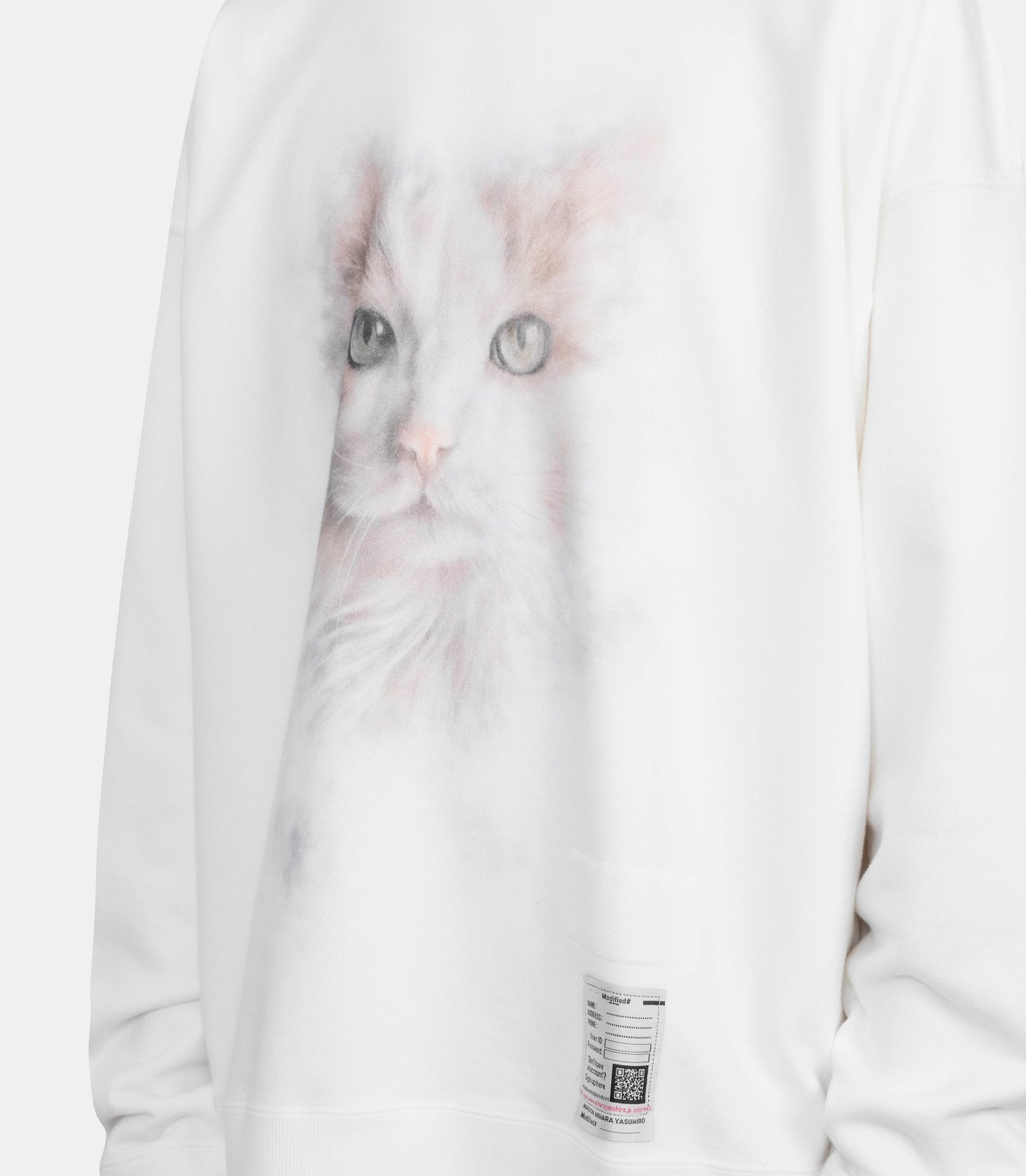 Sweatshirt imprimé chat - J15PO742-WHITE-44 - Mihara yasuhiro
